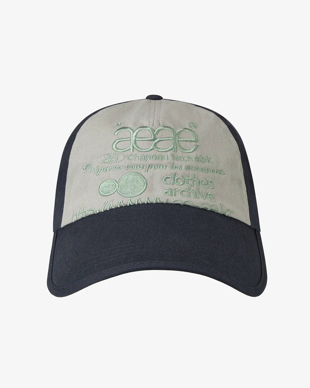 AEAE WEB LOGO 5 PANNEL BALL CAP (DARK NAVY/ASH)