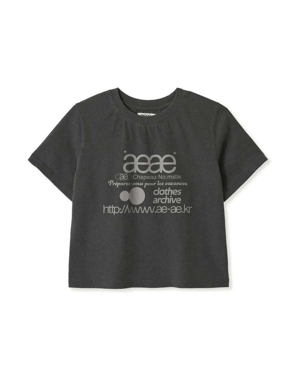 AEAE WEB LOGO CROP T-SHIRTS (CHARCOAL)