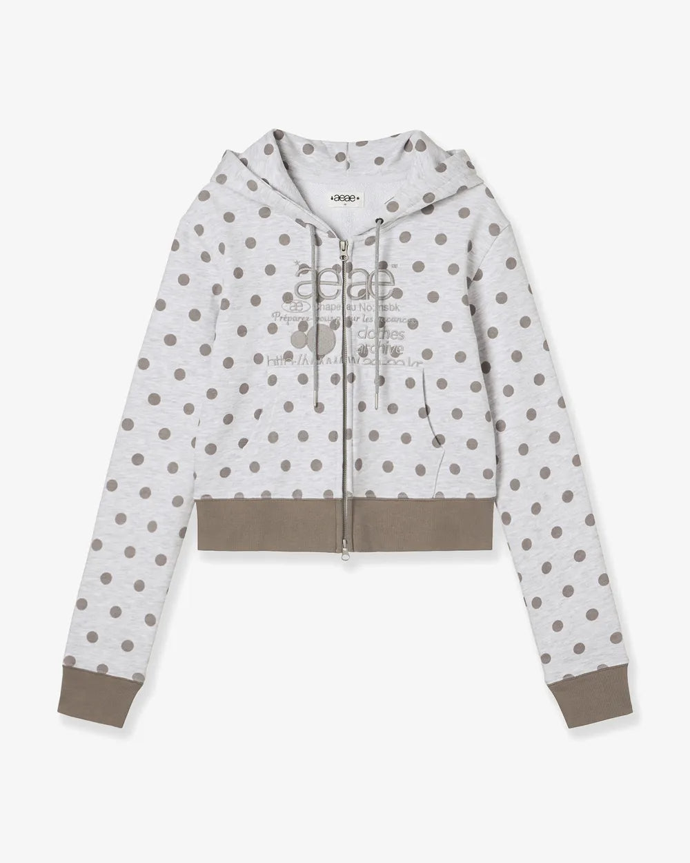 AEAE WEB LOGO CROP HOOD ZIP UP (DOT LIGHT GREY)