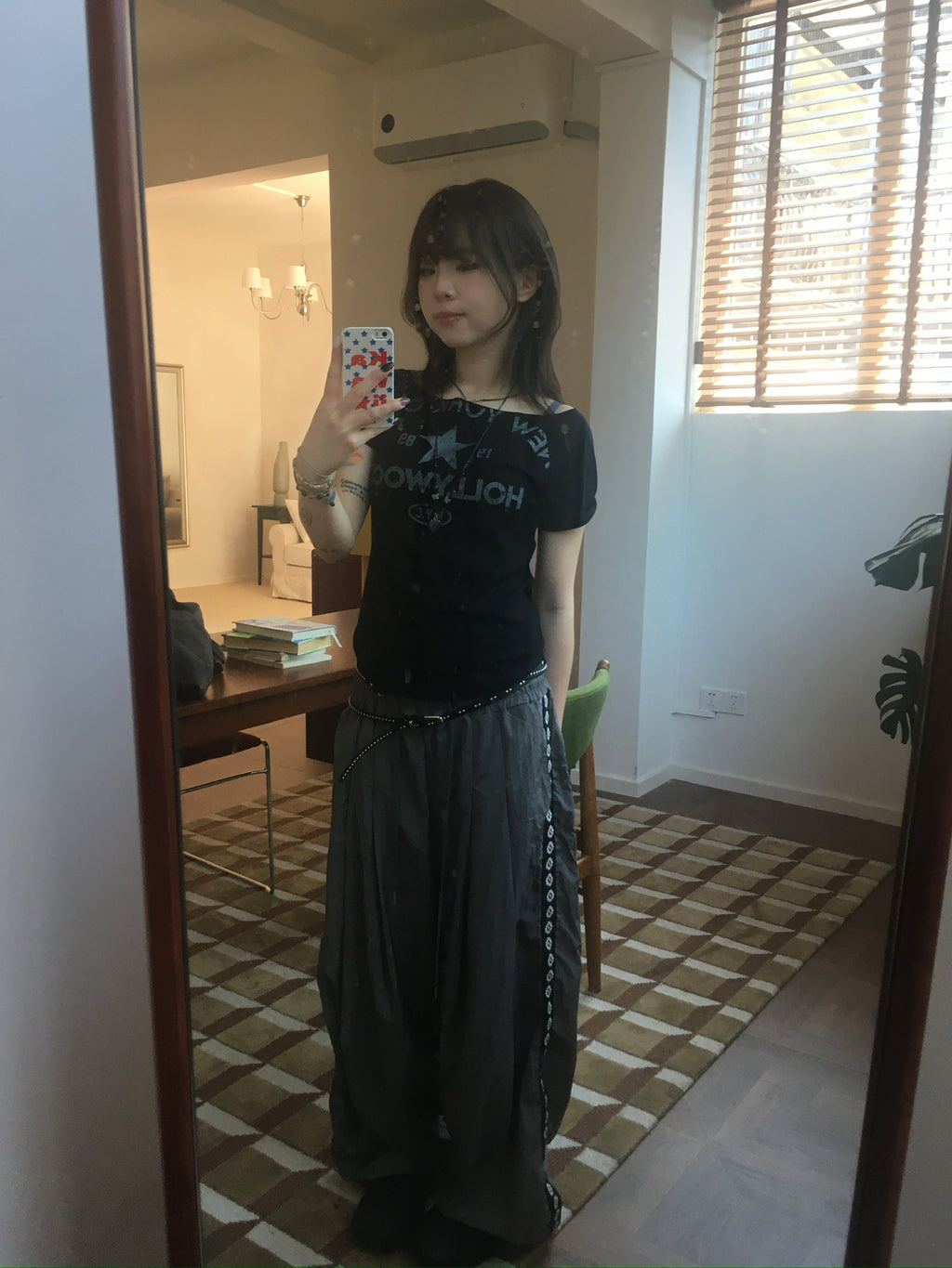 hollywood boat neck tee (black)