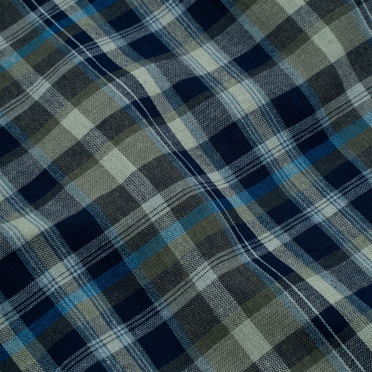 TCM MINI LOGO CHECK HALF SHIRTS (BLUE)