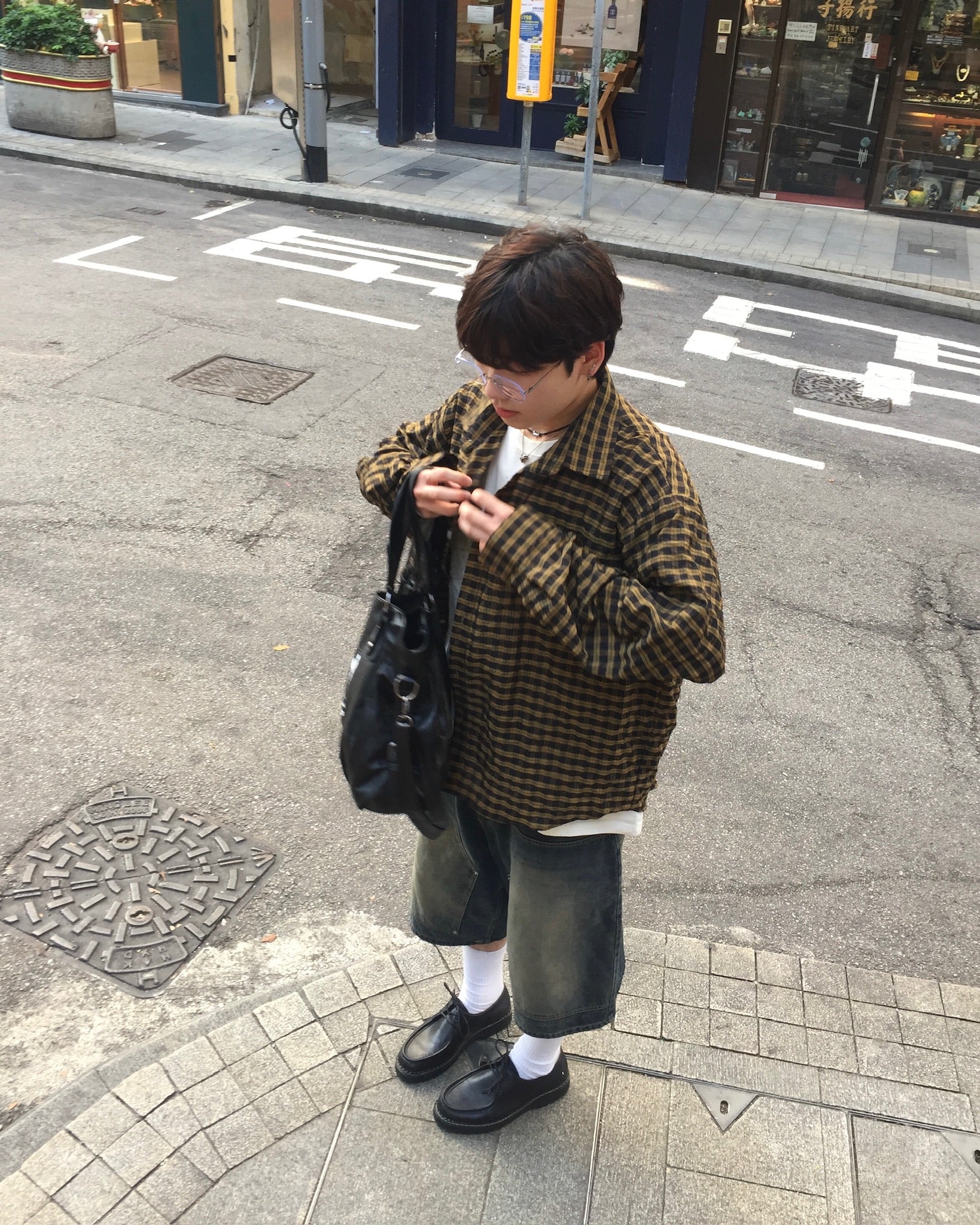 crunch checked shirt (olive)