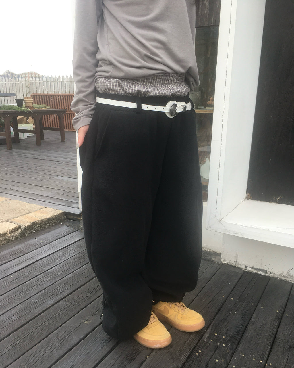 trunk layered sweat pants (black)