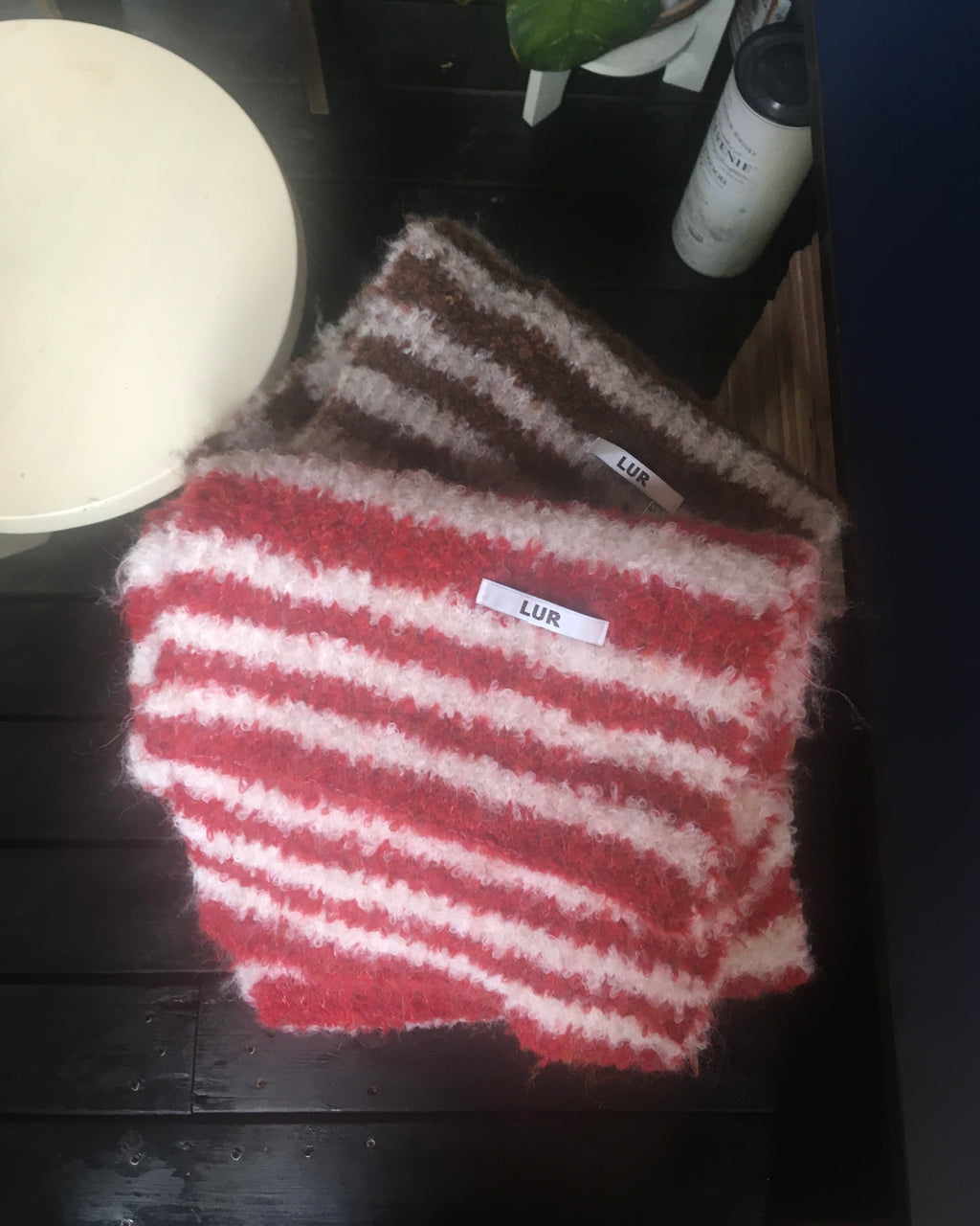 striped wool scarf (brown)
