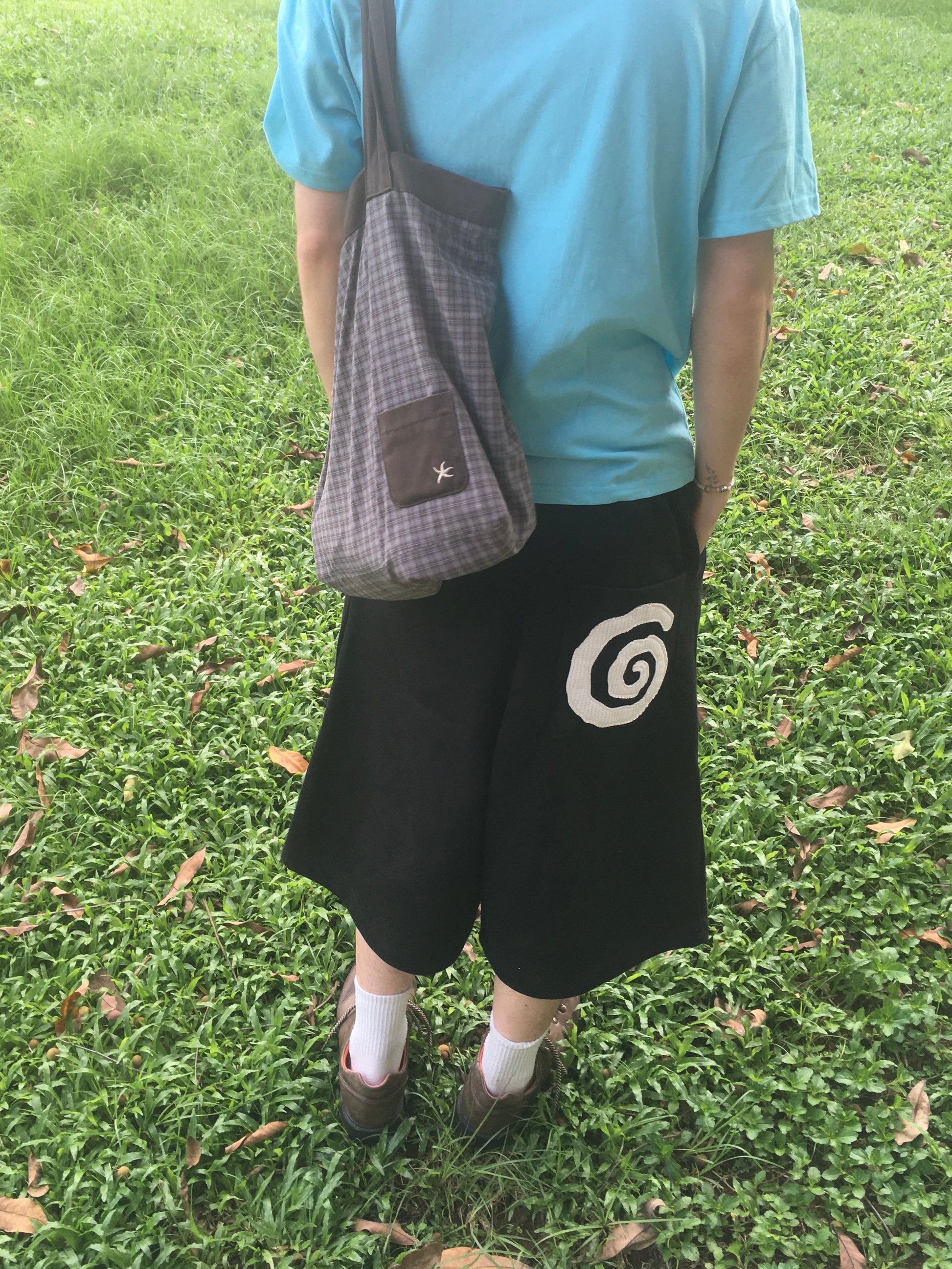 spiral half sweat pants (black)