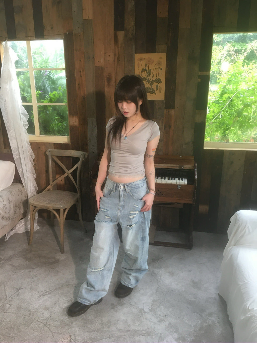 destroyed denim pants