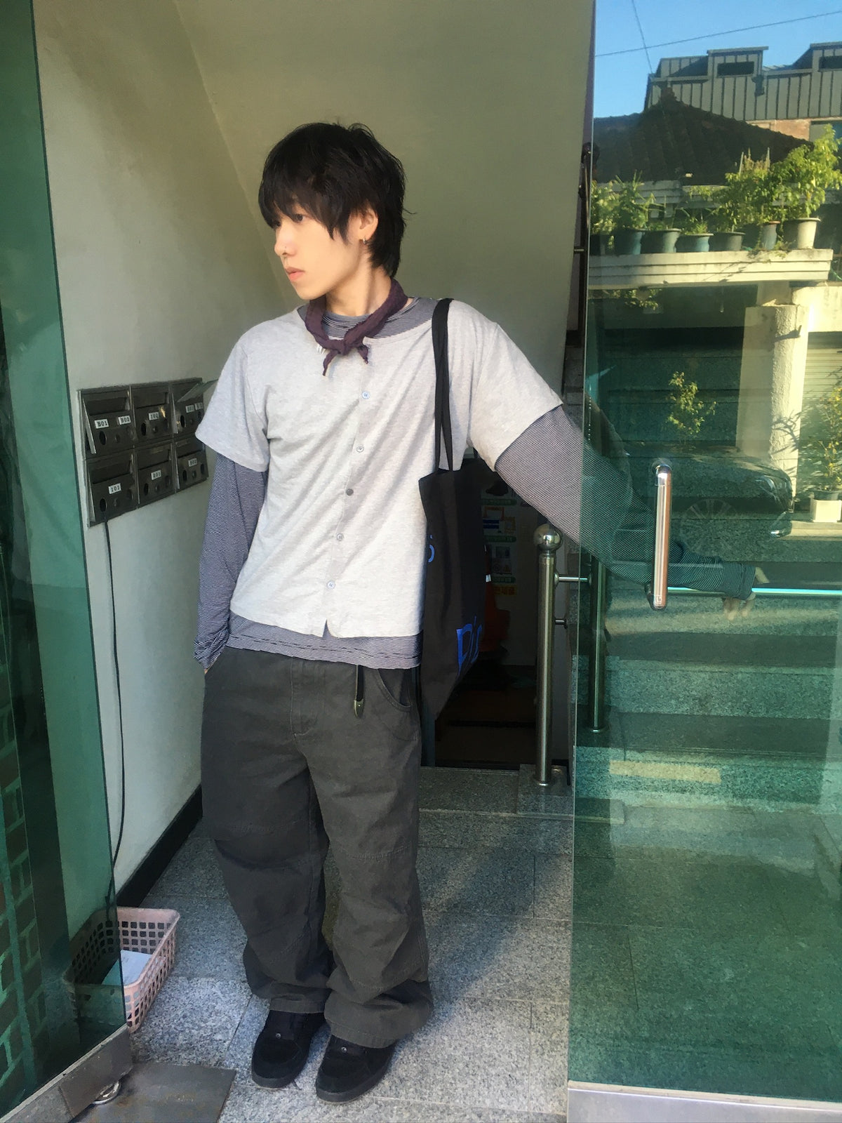 vintage washed cargo pants (charcoal)