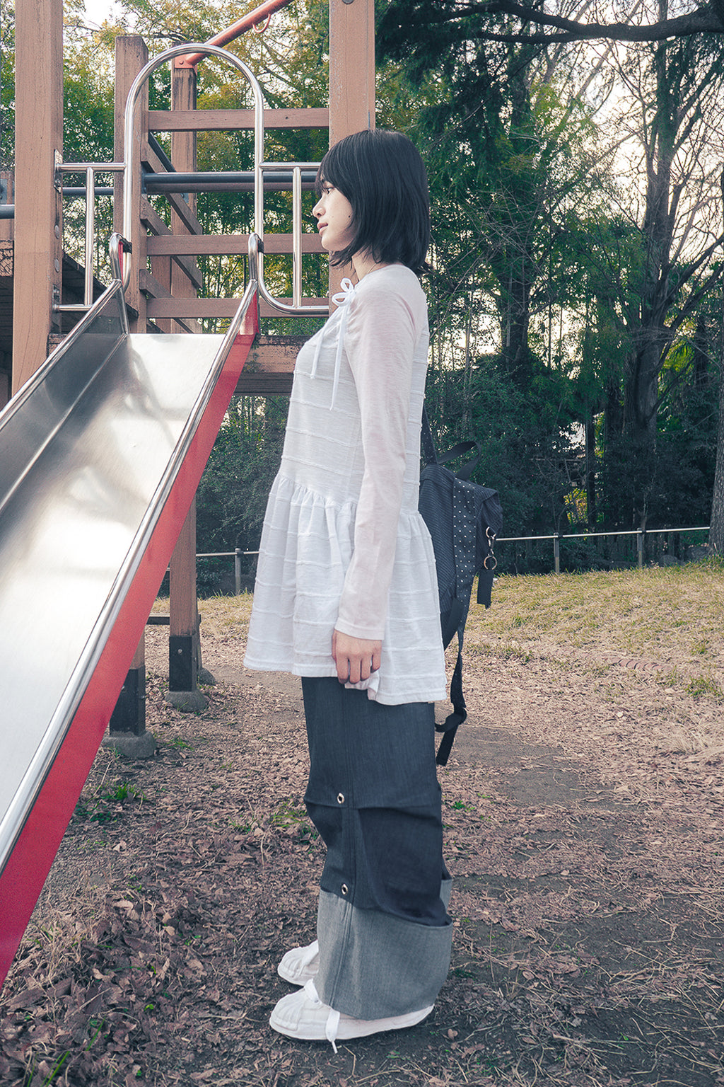 HUGYOURSKIN ANGEL PATCH RAGLAN DRESS (WHITE PINK)
