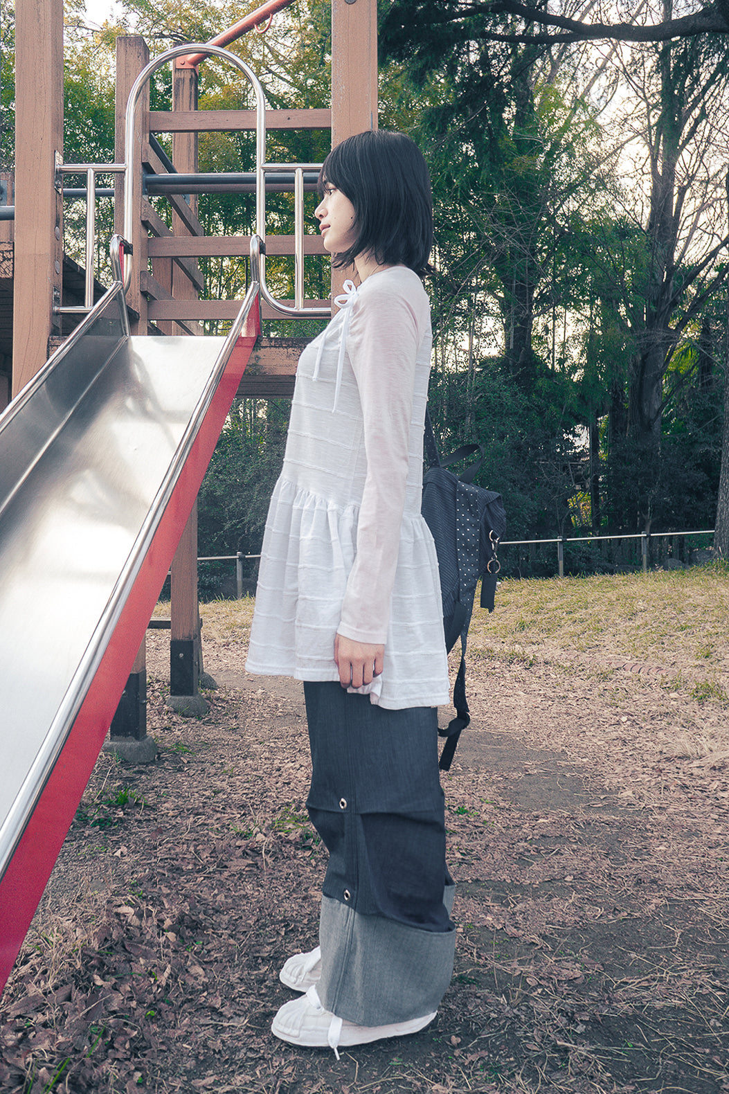 HUGYOURSKIN ANGEL PATCH RAGLAN DRESS (WHITE PINK)