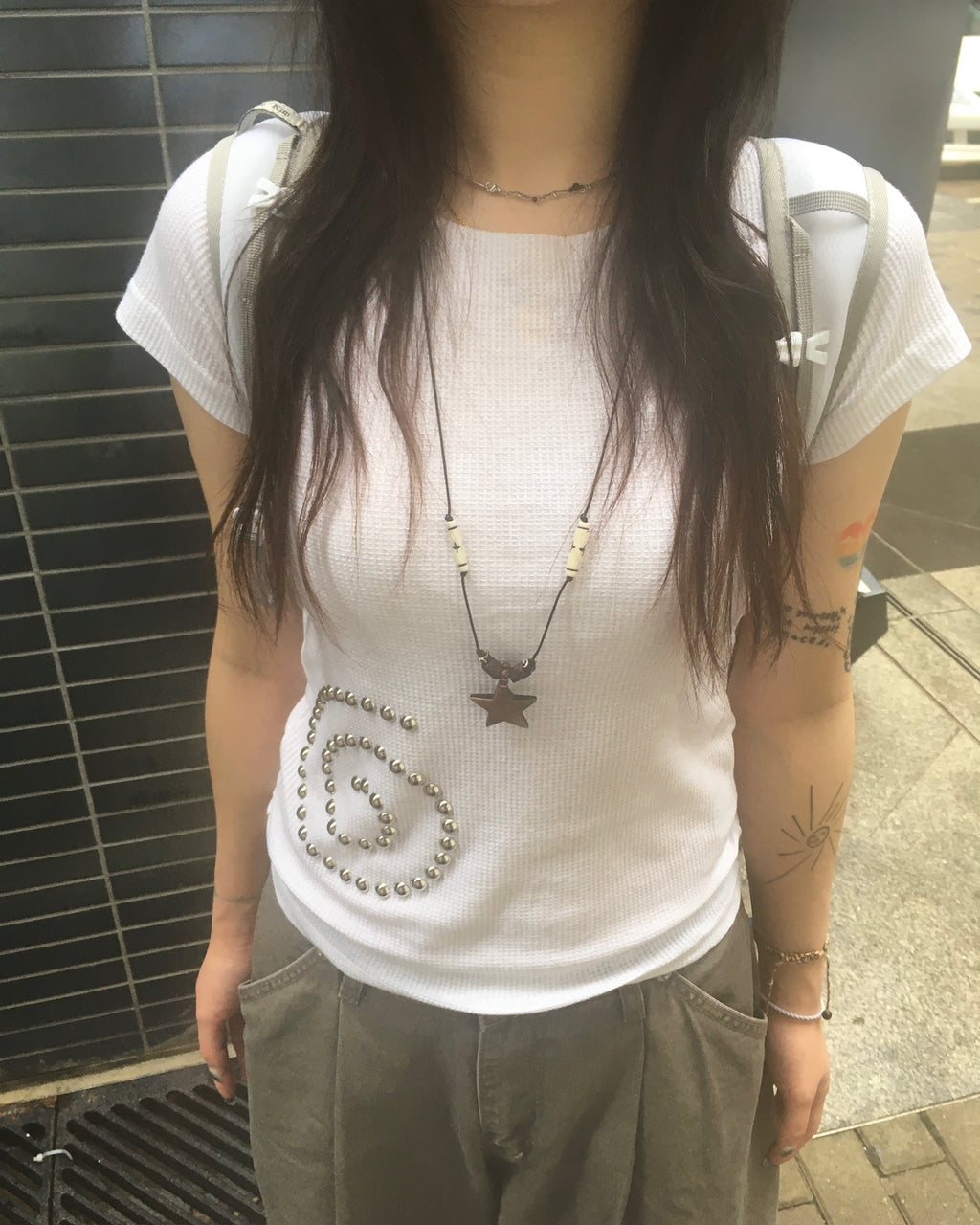 spiral studded tee (white)
