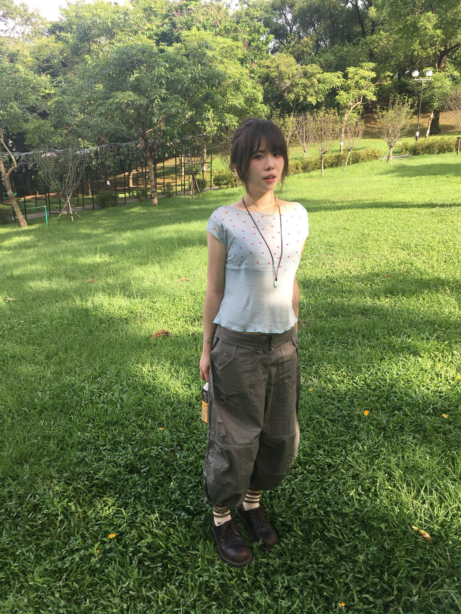 ribbed dot top (sky blue)
