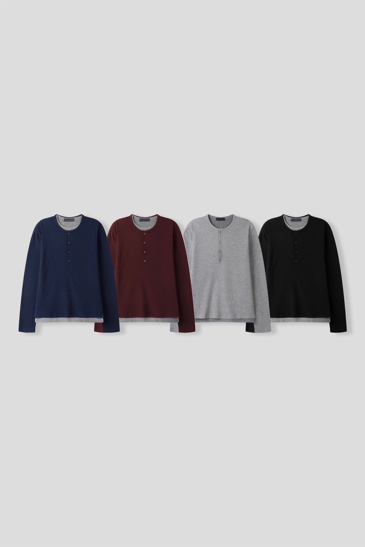 waffle henly neck shirt (navy)