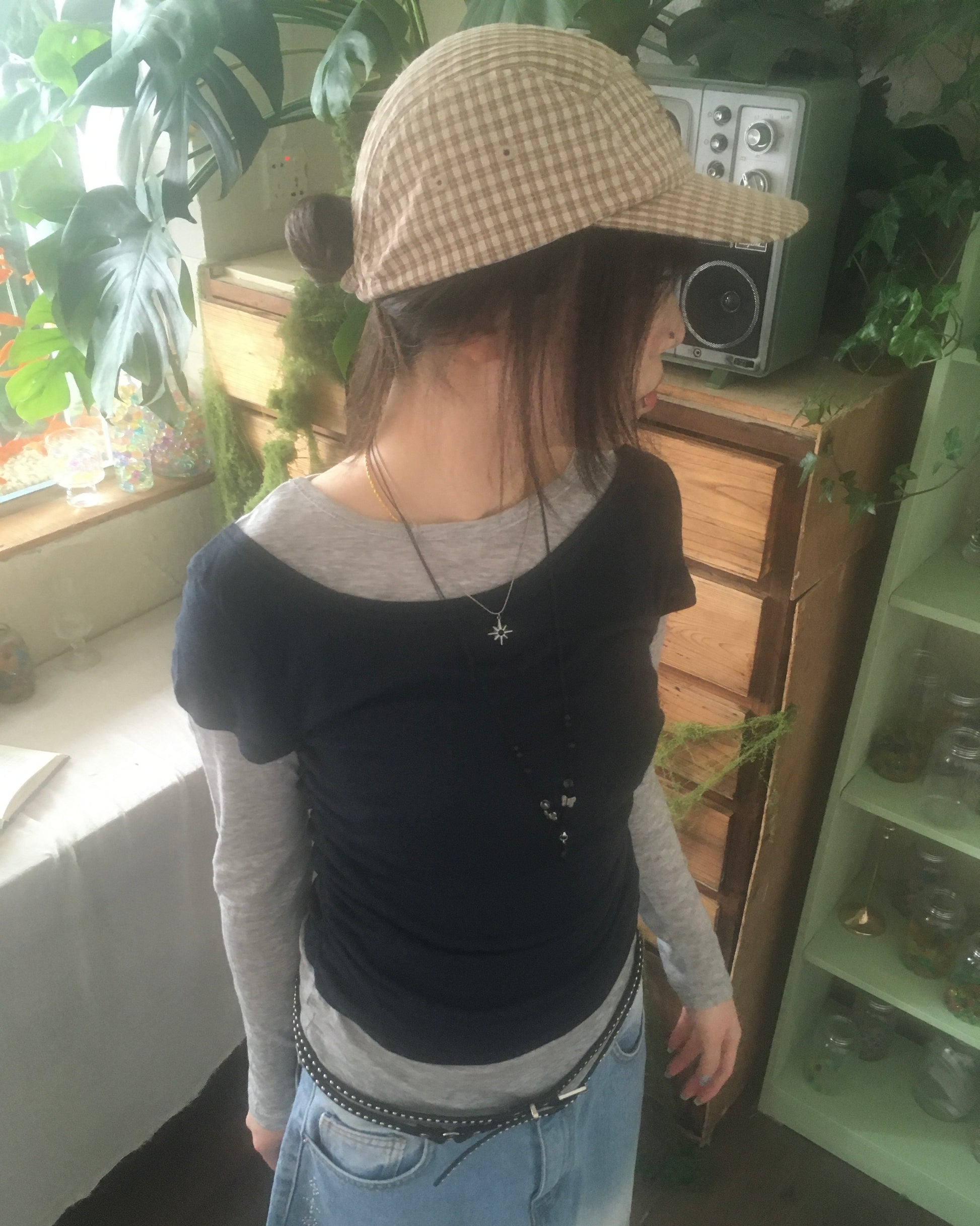 sun checked cap (brown)