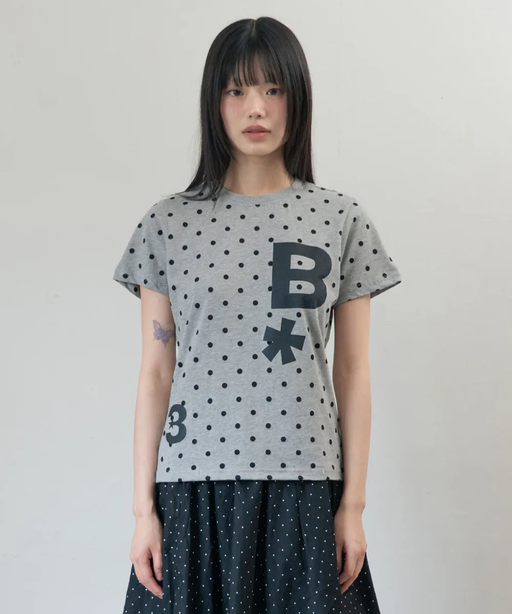BAUF B LOGO SLIM FIT T-SHIRT (DOT GREY)