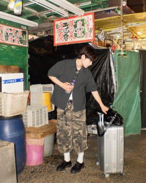 (in stock) camo damaged bermuda pants