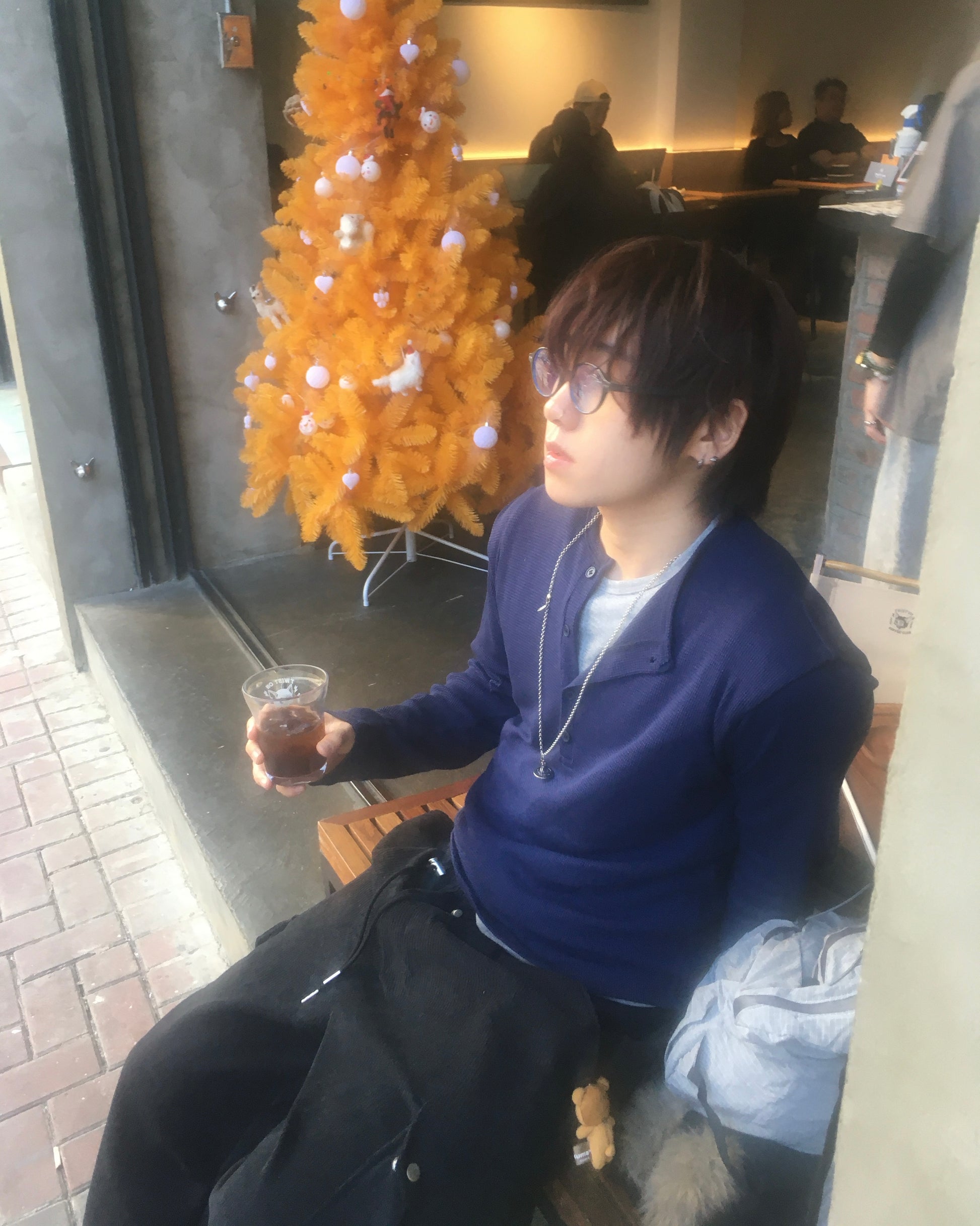 waffle henly neck shirt (navy)