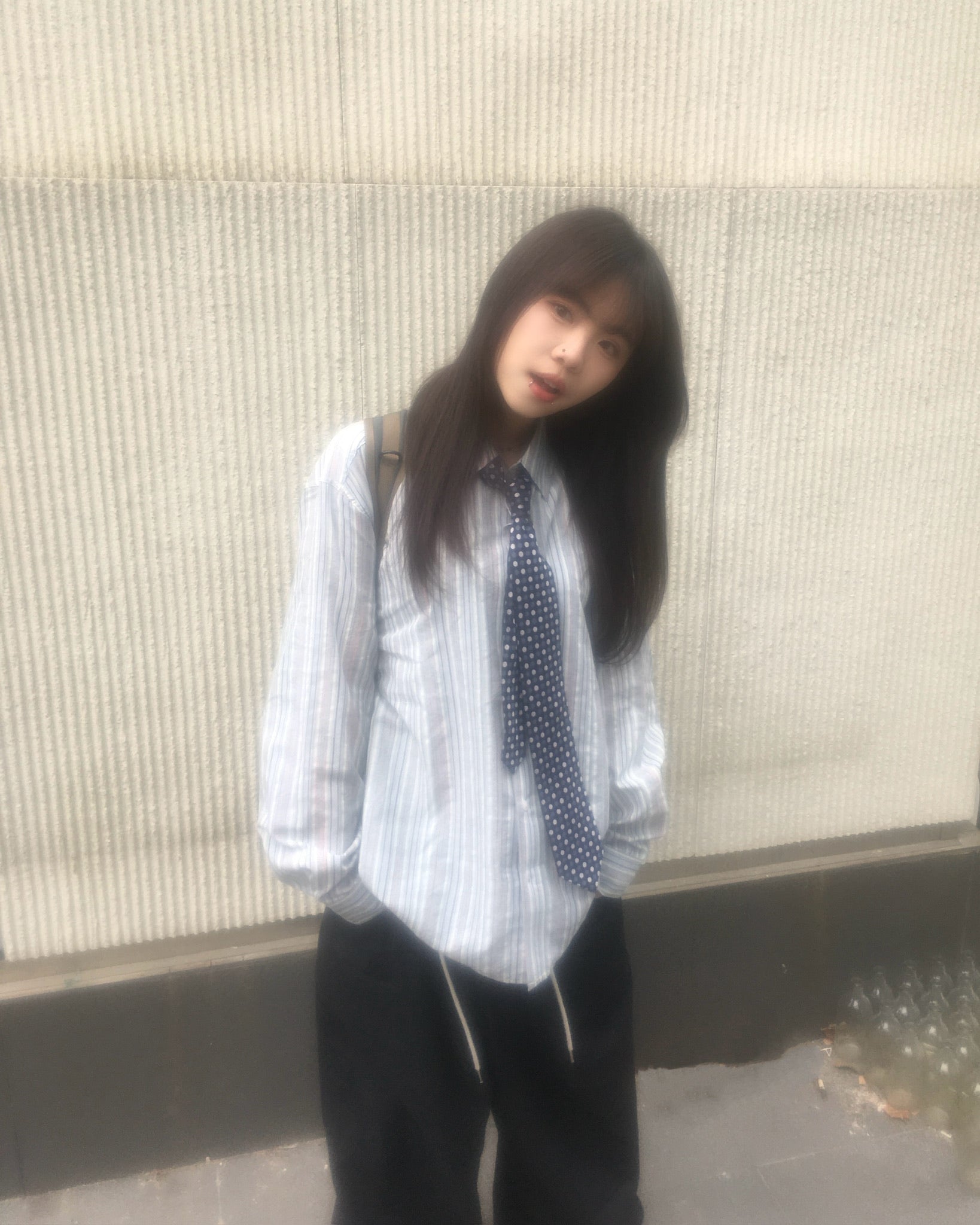 striped crop shirt (blue)