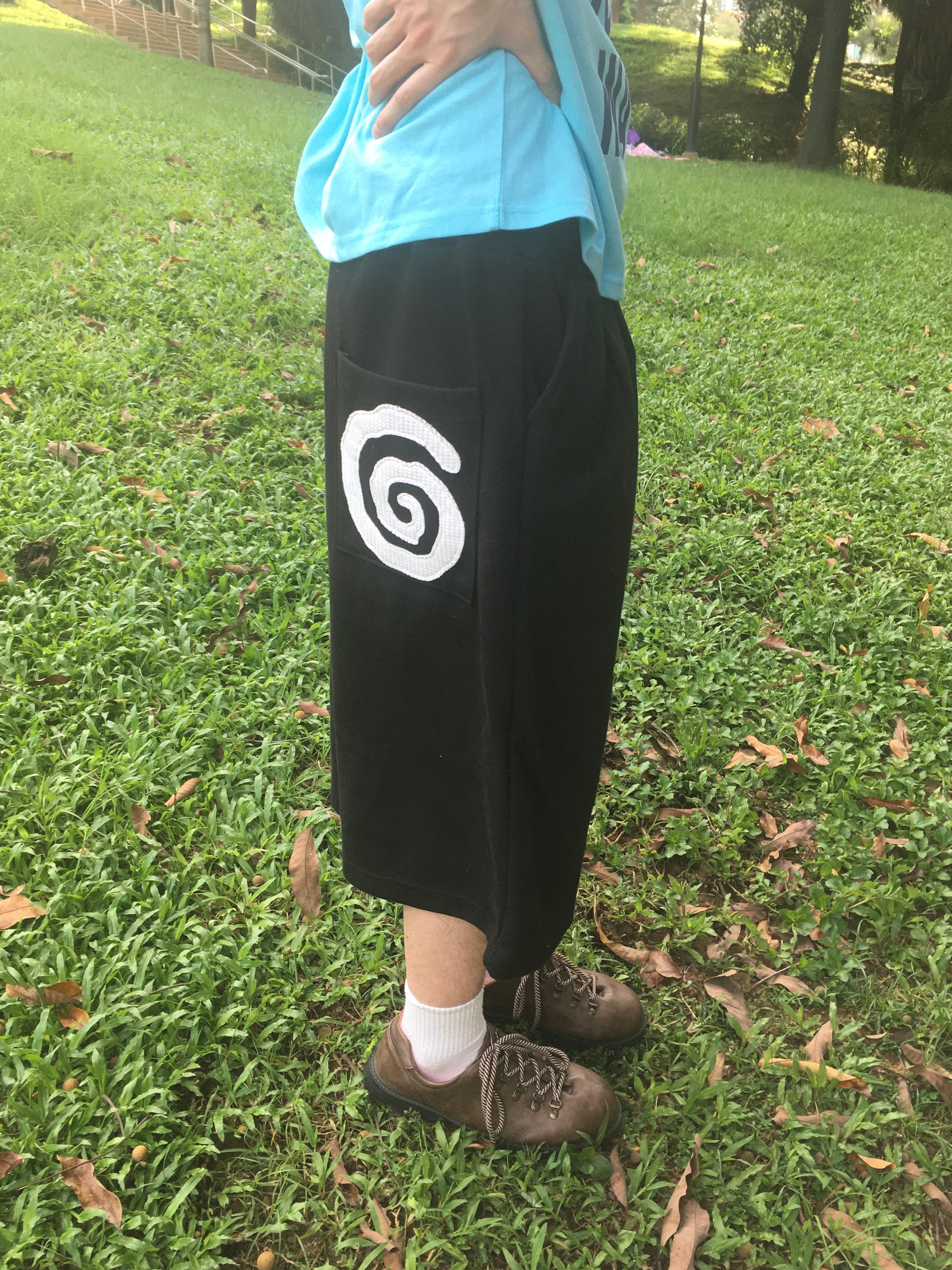 spiral half sweat pants (black)