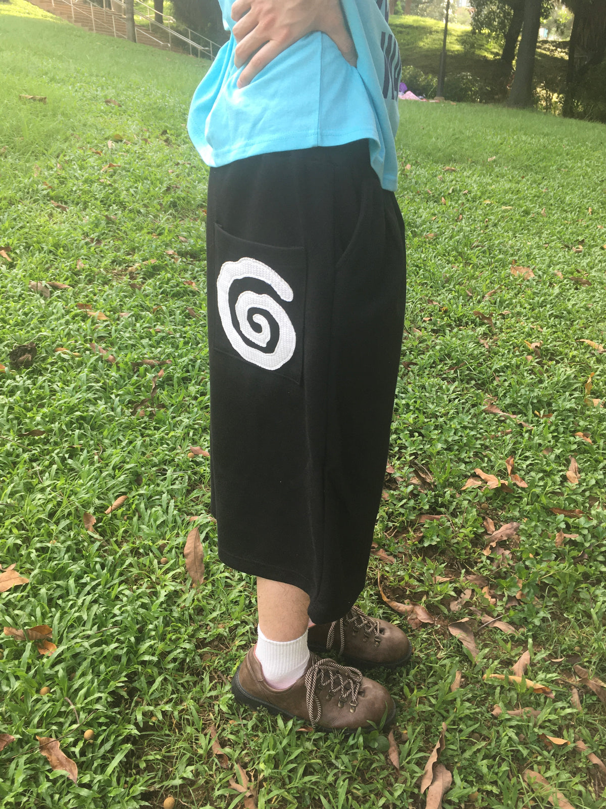 spiral half sweat pants (black)