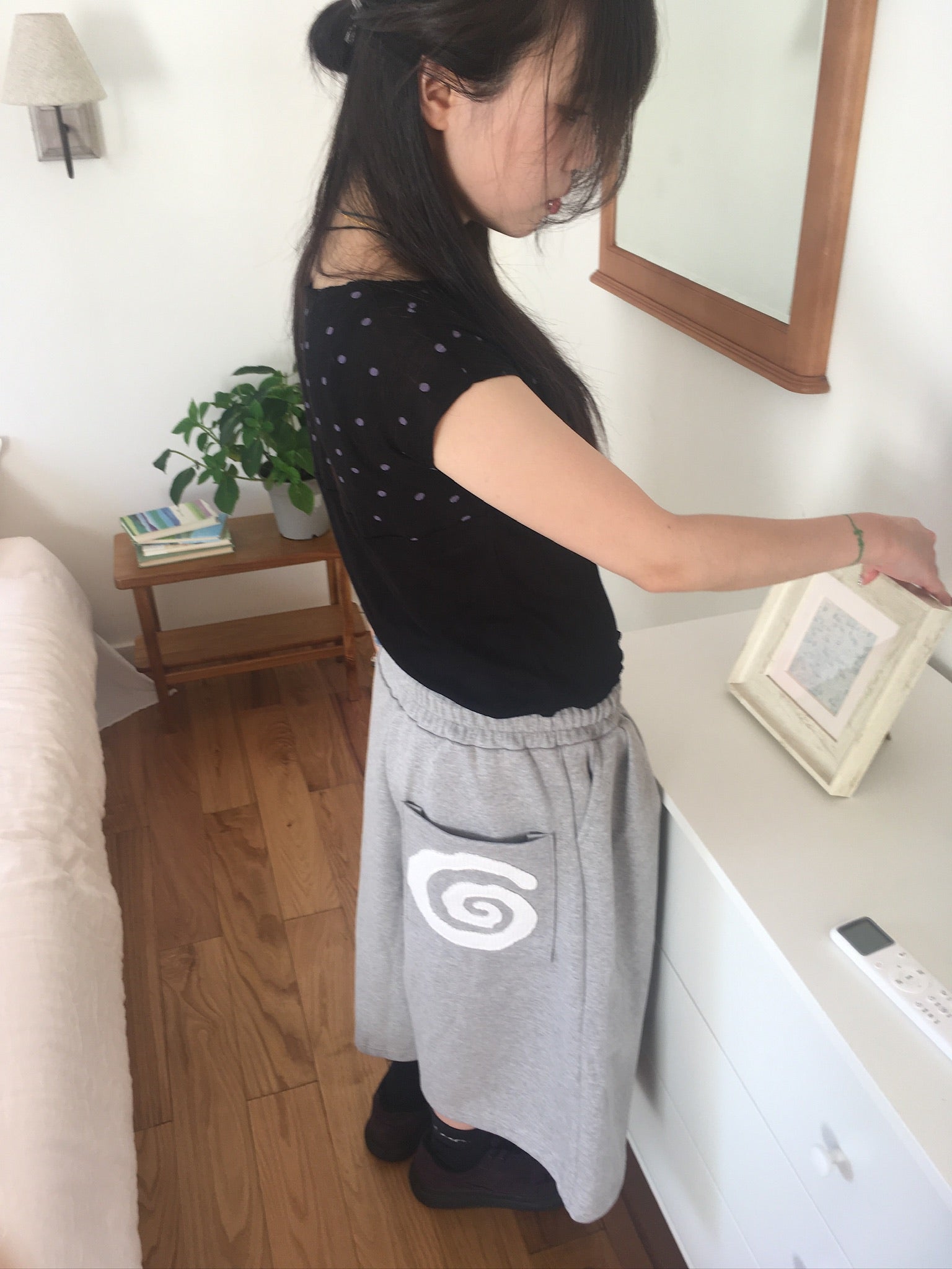 spiral half sweat pants (grey)