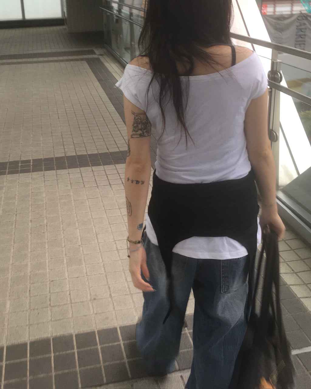 two-piece layered tee (black/white)