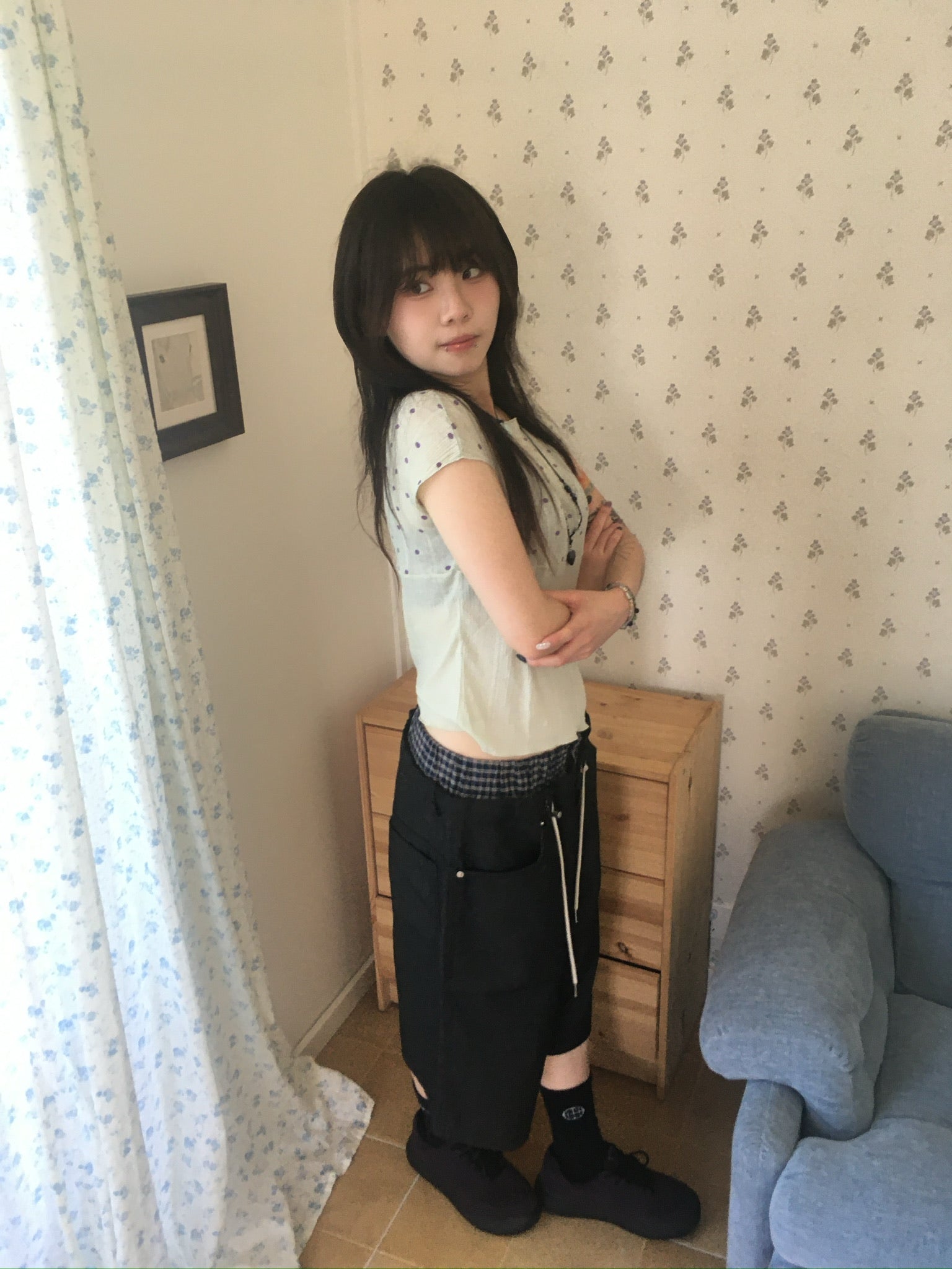ribbed dot top (light green)