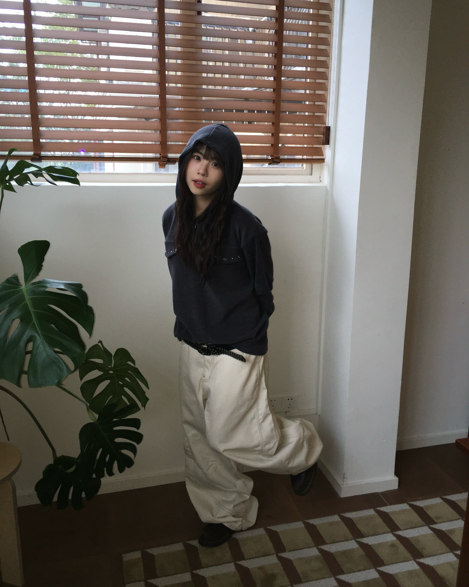 stitch pocket pants (cream)