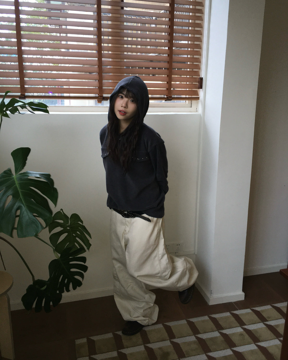 stitch pocket pants (cream)