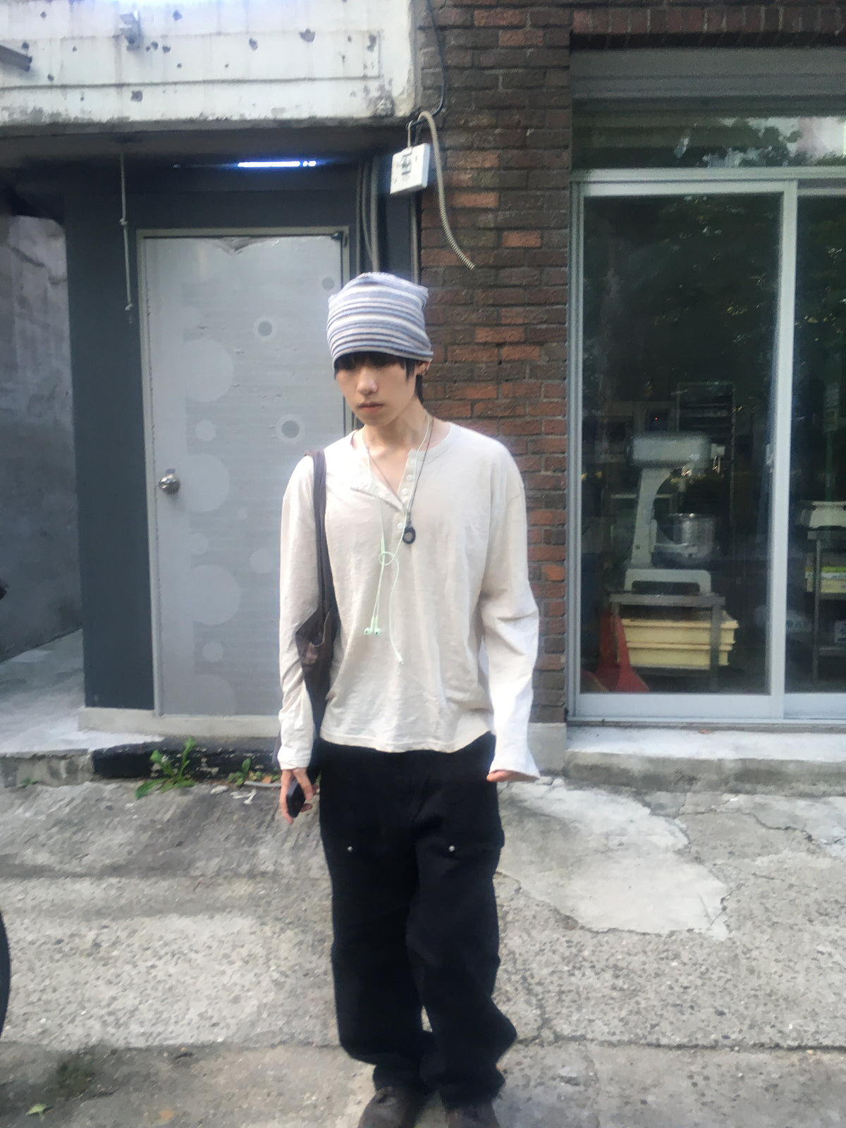 coco stripe beanie (black)