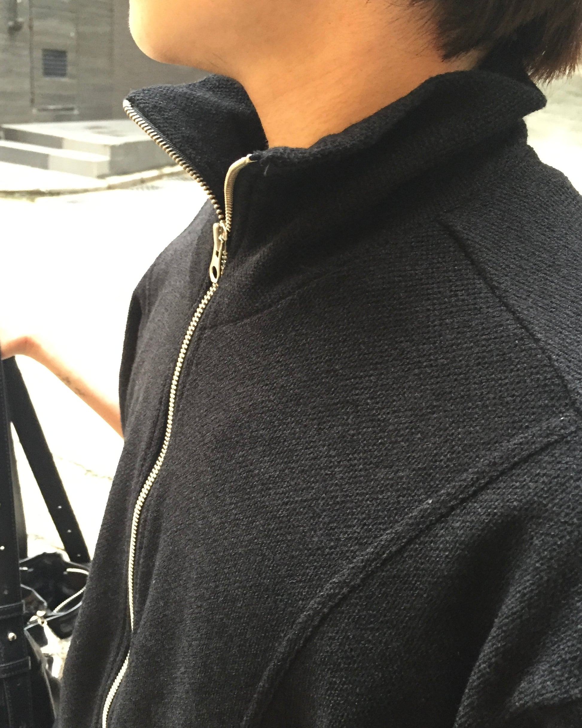 (in stock) kai knit zip-up (black) (2-way)