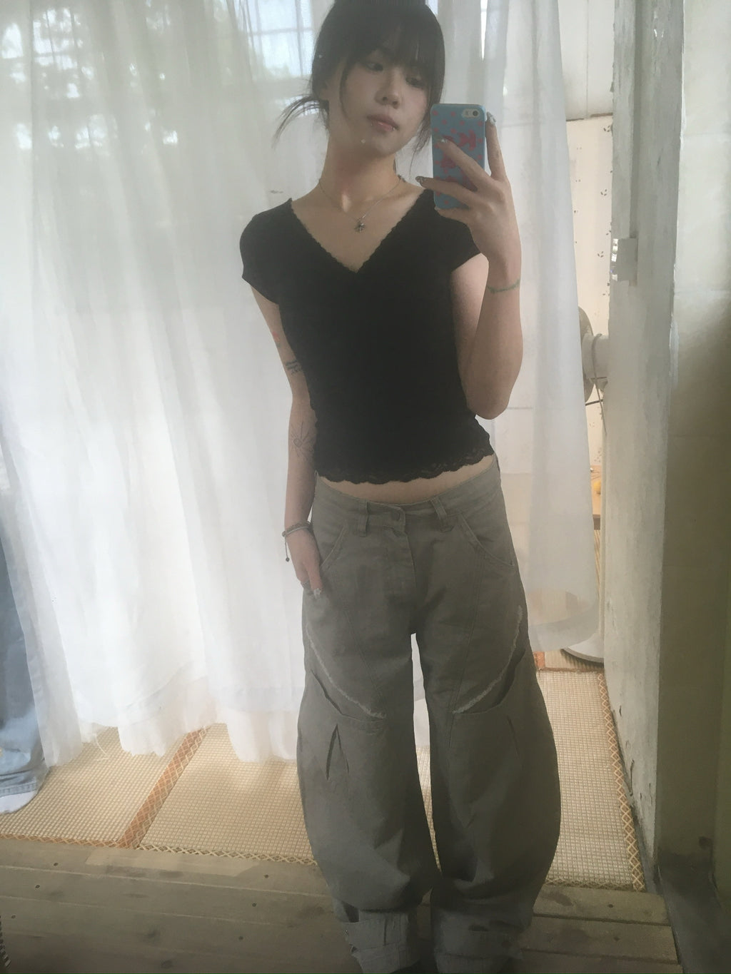 (★BEST) hem button cargo pants (beige)
