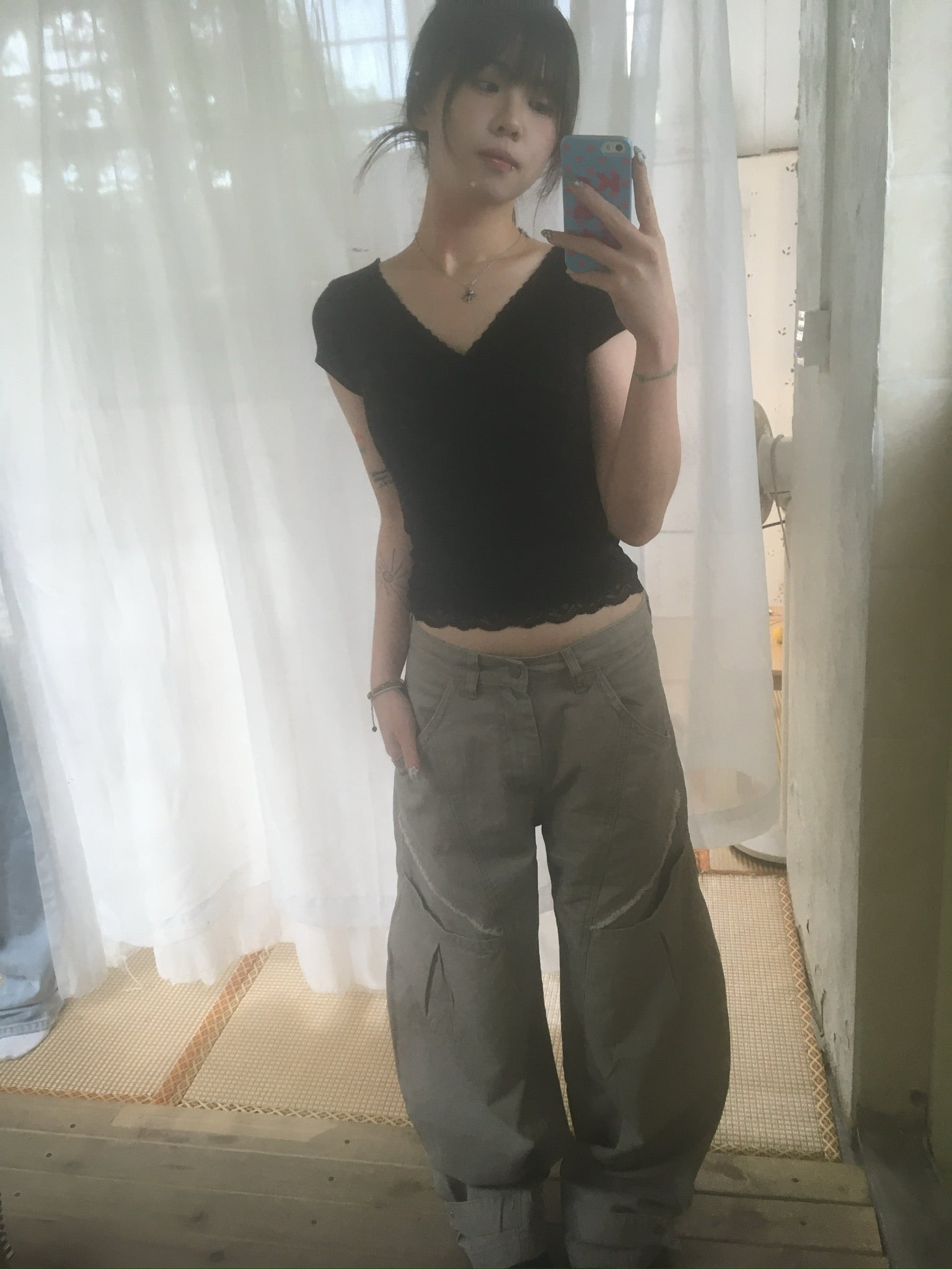 (★BEST) hem button cargo pants (beige)