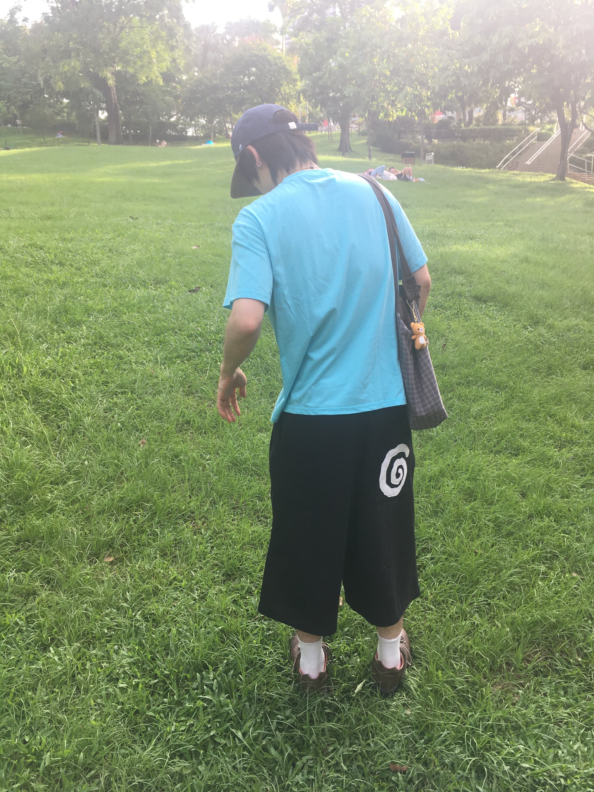 spiral half sweat pants (black)