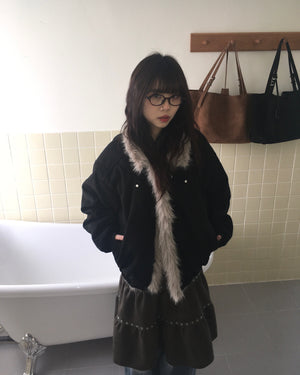 (★BEST) fur collar jacket (black)