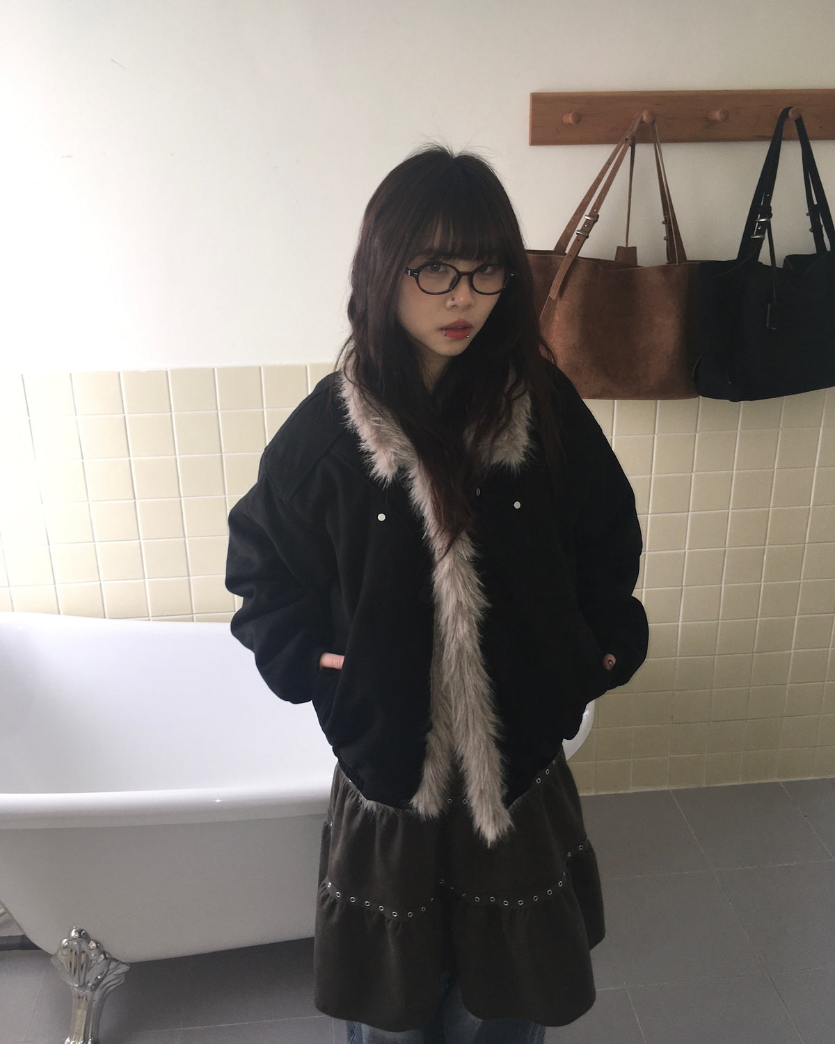 (★best) fur collar jacket (black)