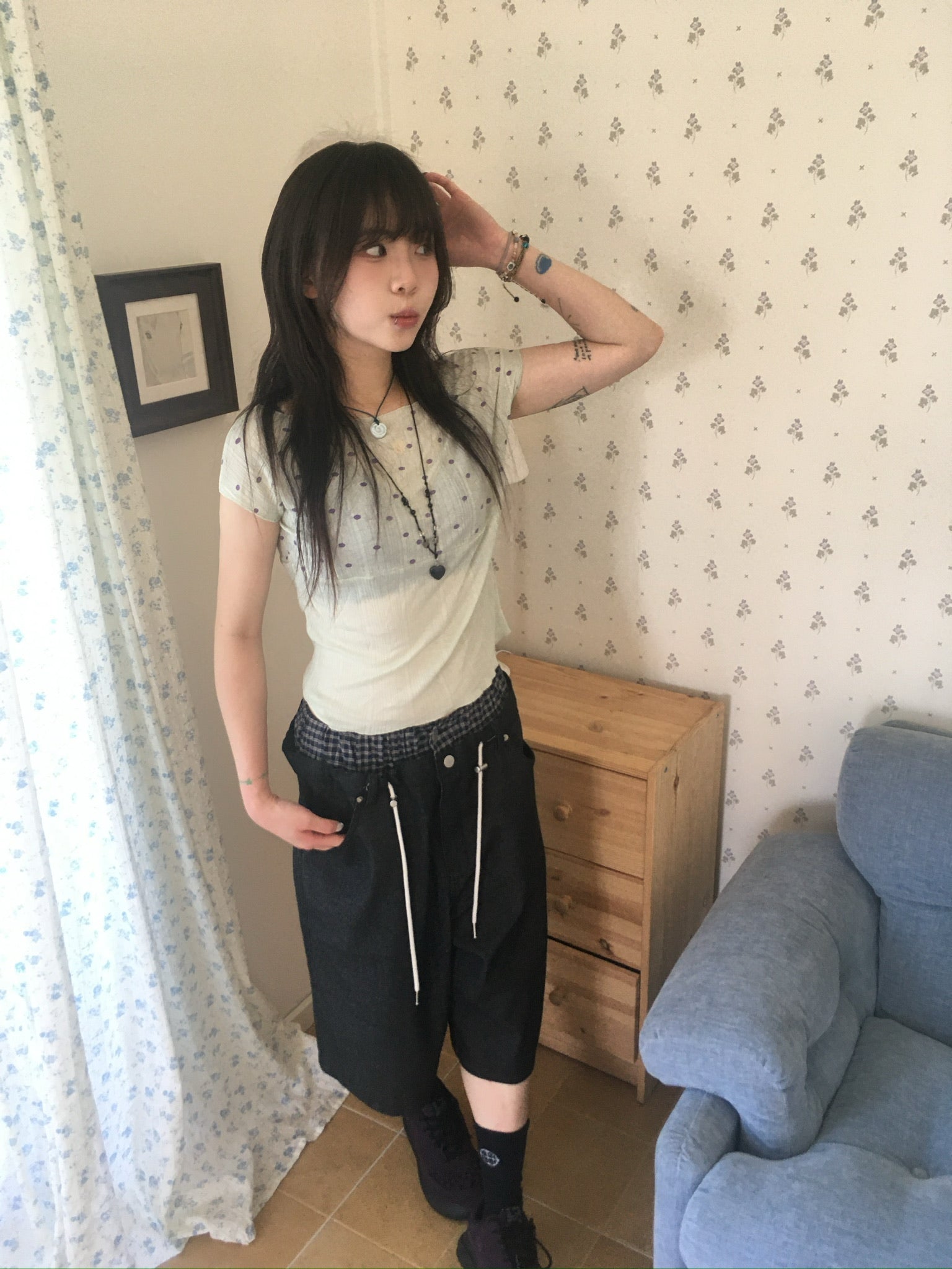 ribbed dot top (light green)