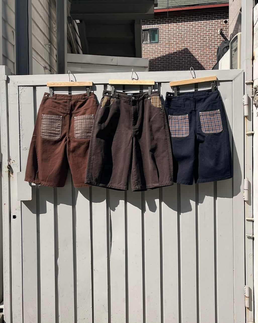 TCM CHECK POCKET HALF PANTS (CHARCOAL)