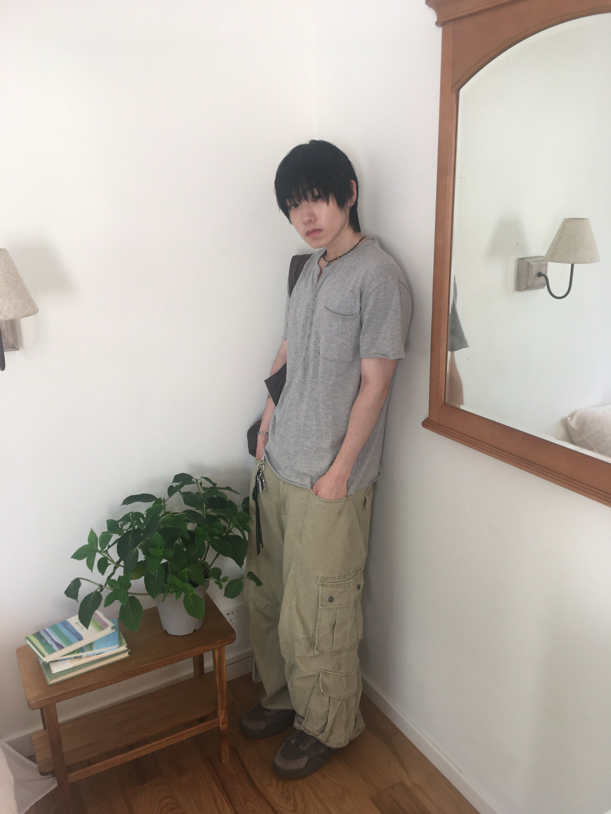 henley button tee (grey)