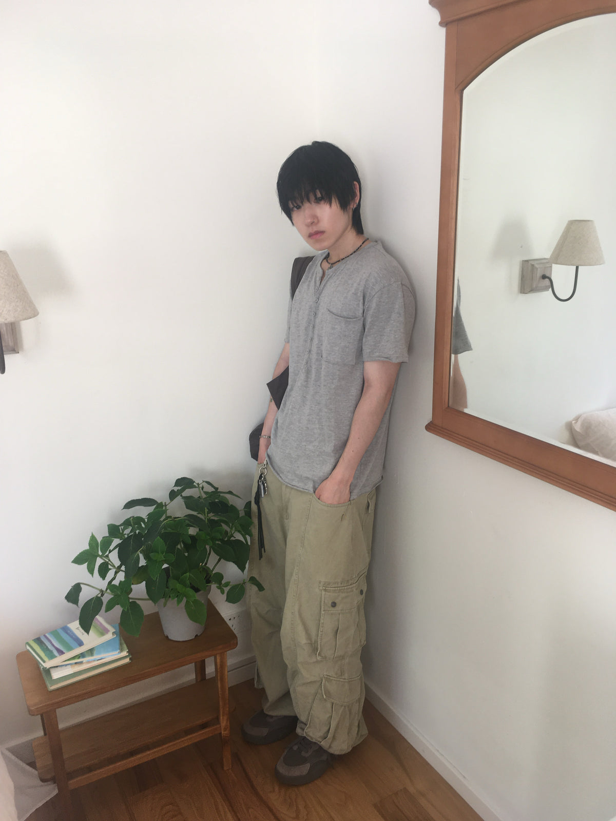 henley button tee (grey)