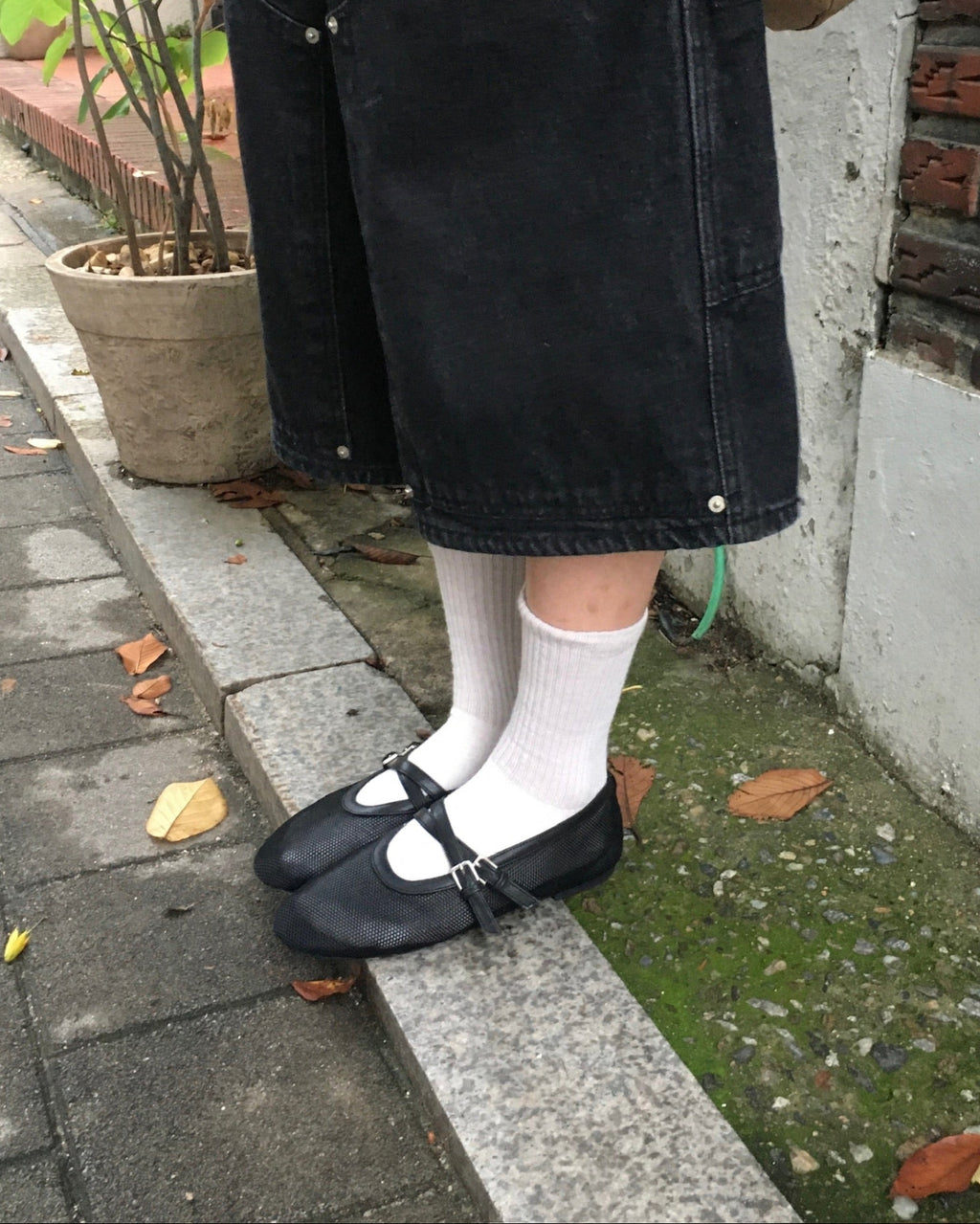 mesh mary jane loafers (black)