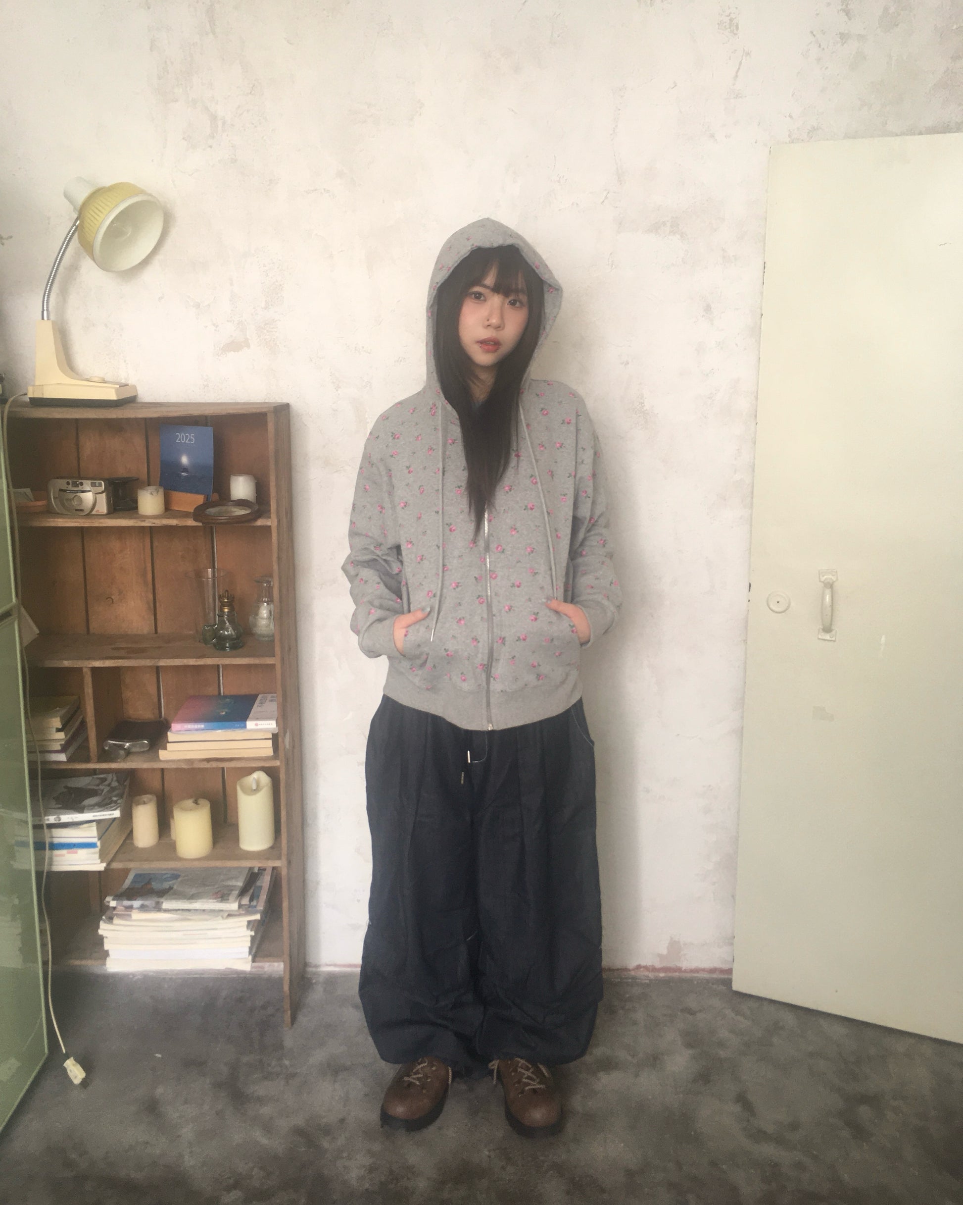 flower zip-up hoodie