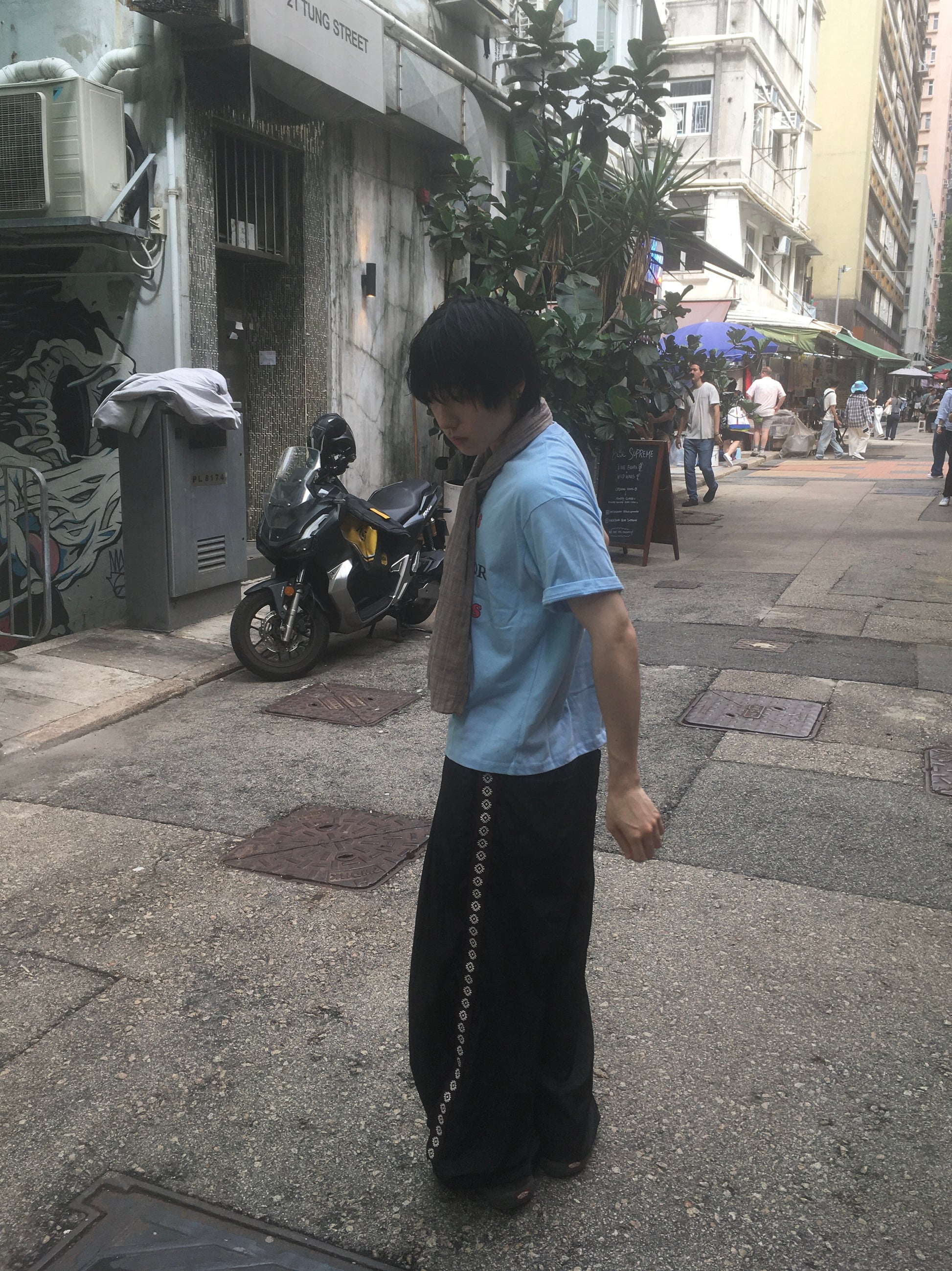 side sun nylon pants (black)
