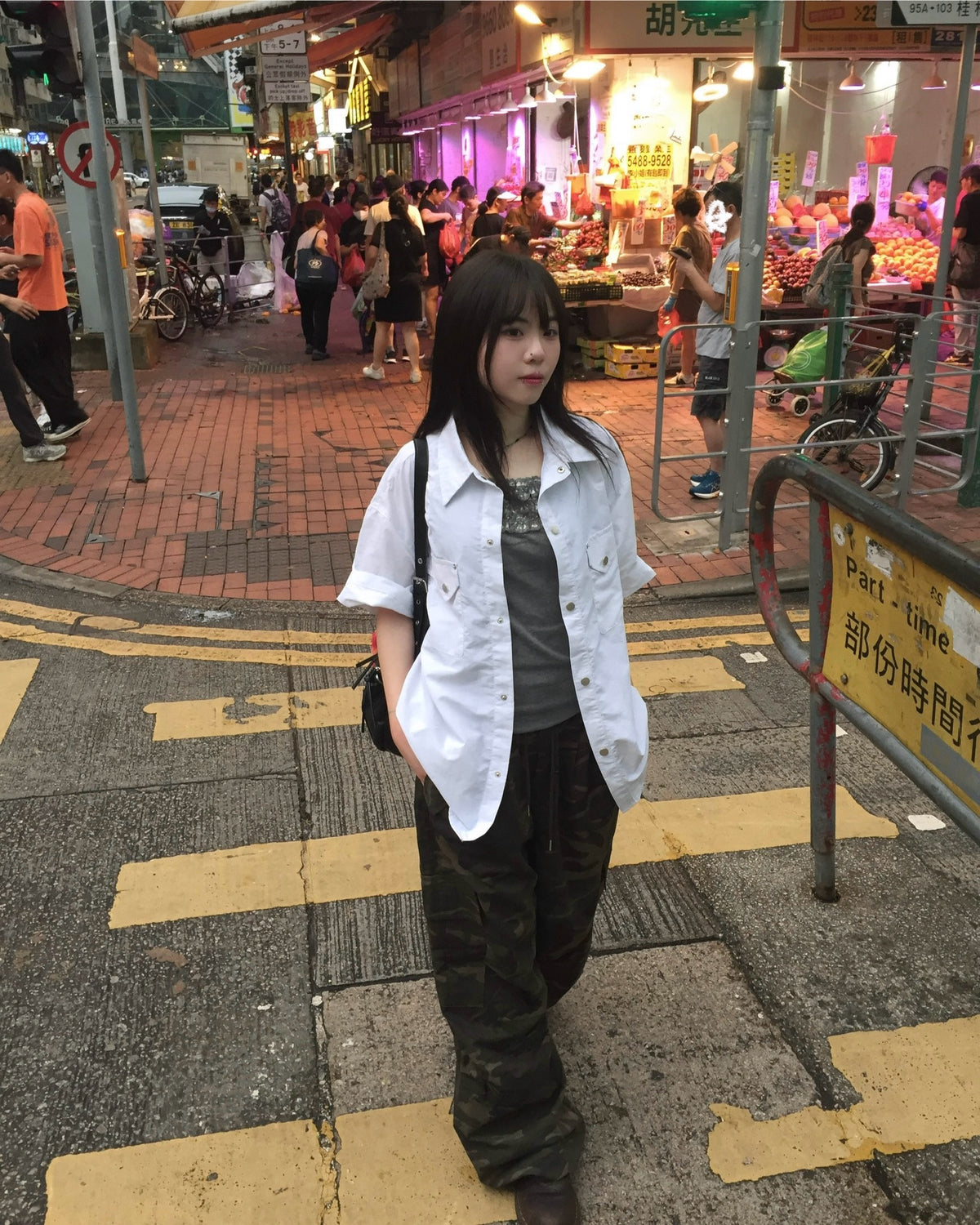 western nylon shirt (white)