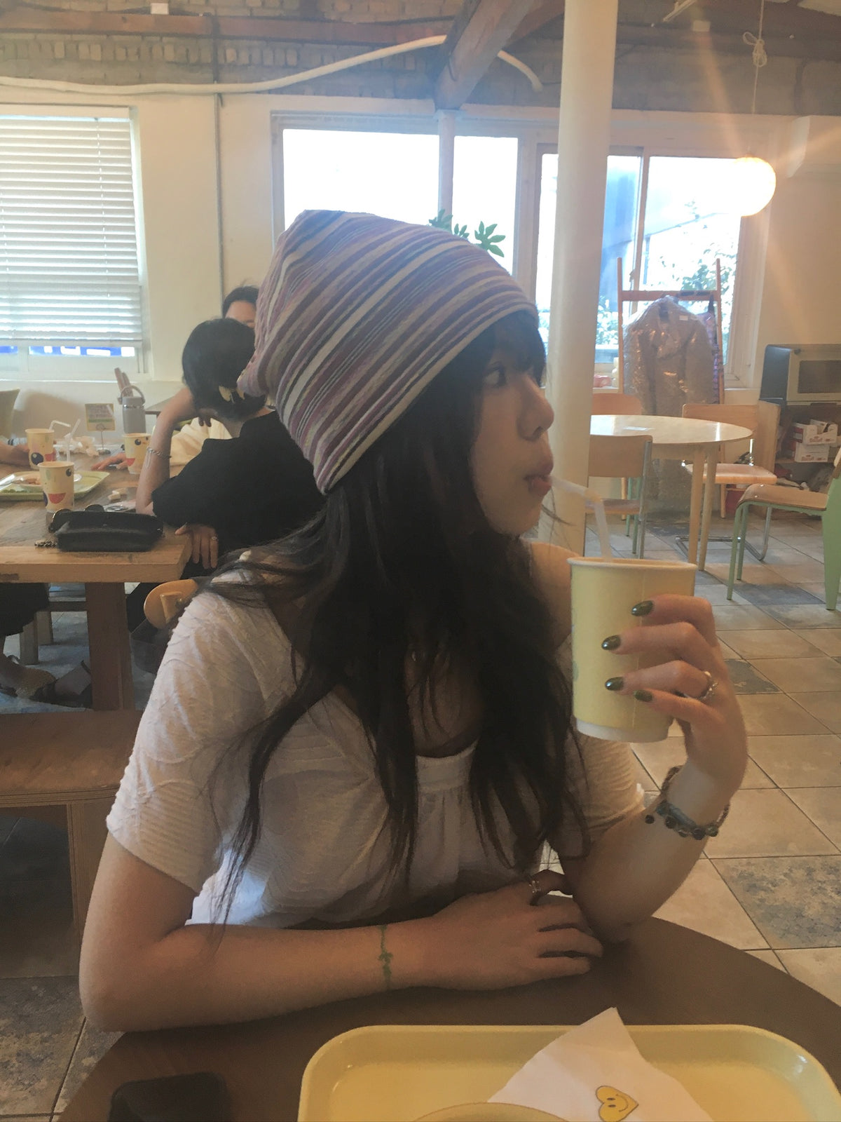 coco stripe beanie (pink)