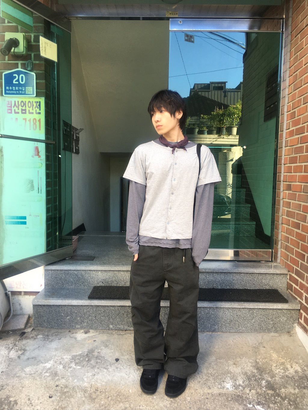 vintage washed cargo pants (charcoal)