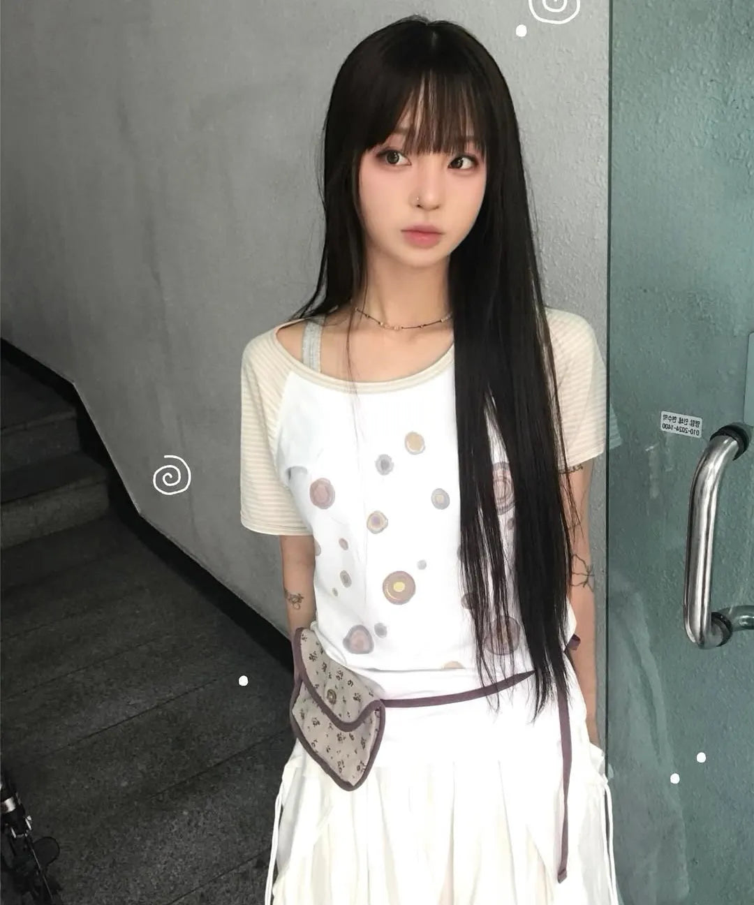 HUGYOURSKIN GOMPANG-EE RINGER TEE (BEIGE)