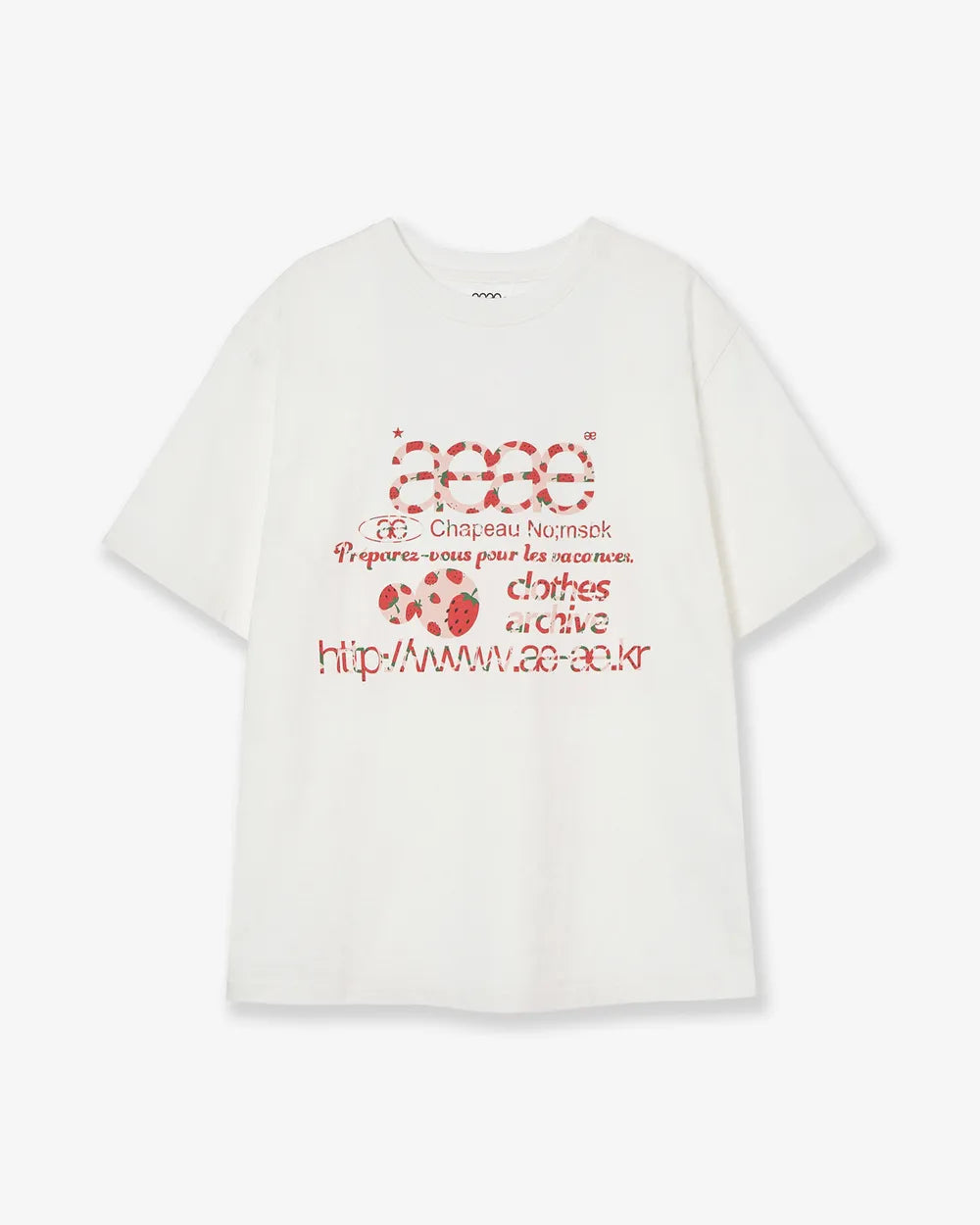 AEAE WEB LOGO T-SHIRTS (WHITE/STRAWBERRY)