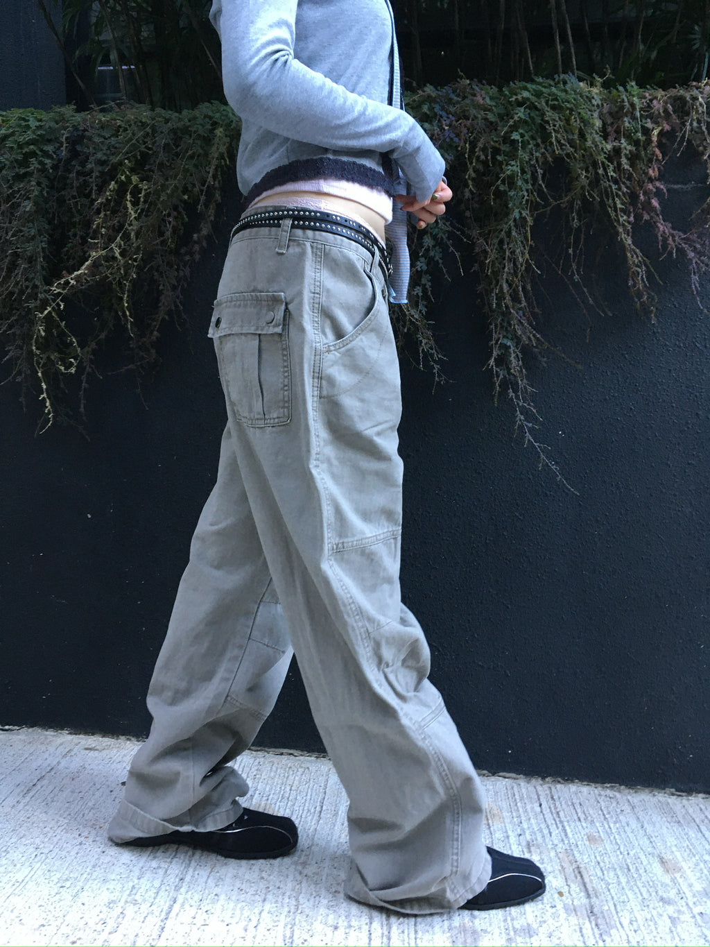 vintage washed cargo pants (beige)