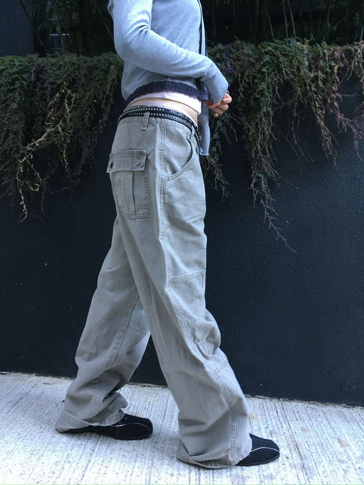 vintage washed cargo pants (beige)