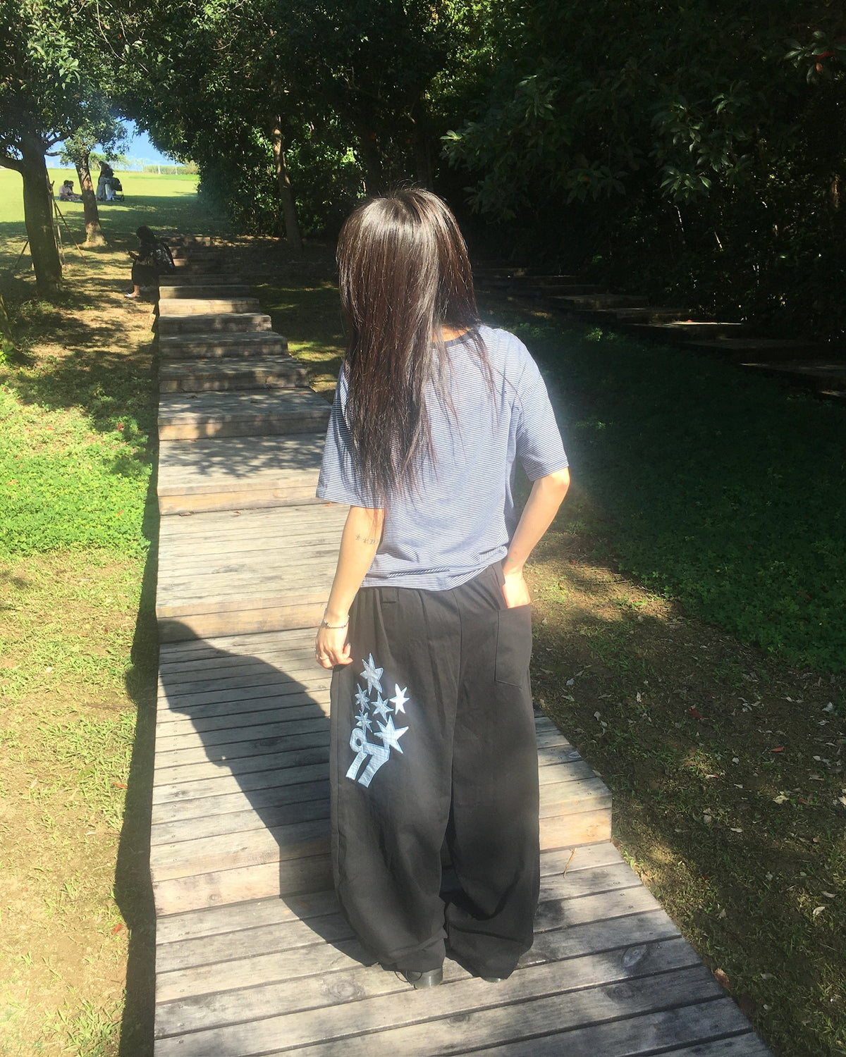 97 patch cotton pants (black)
